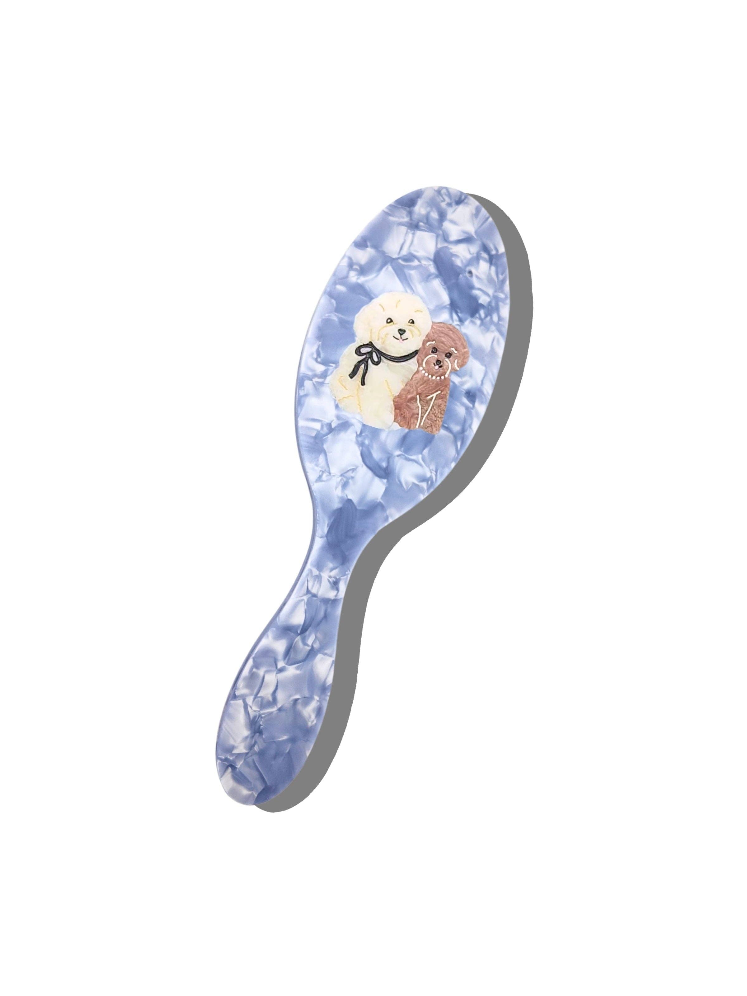 Hand-Painted Puppy Friends Amazing Hair Day Brush | Solar Eclipse