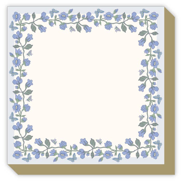 French Blue Floral Vine Border - Luxe Notepad - Rosannebeck X Caitlin Wilson