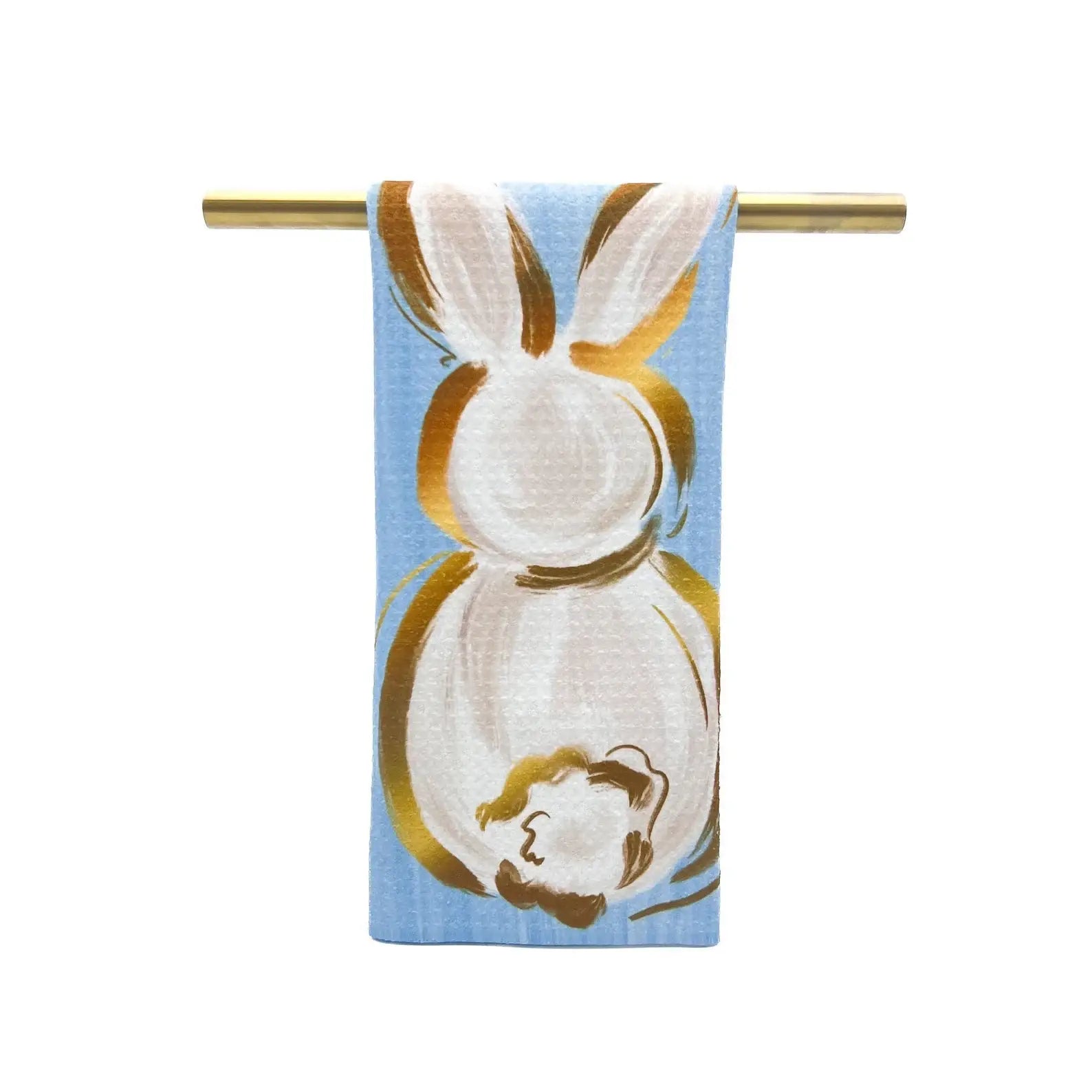 Ivory Little Gold Bunny Tea Towel