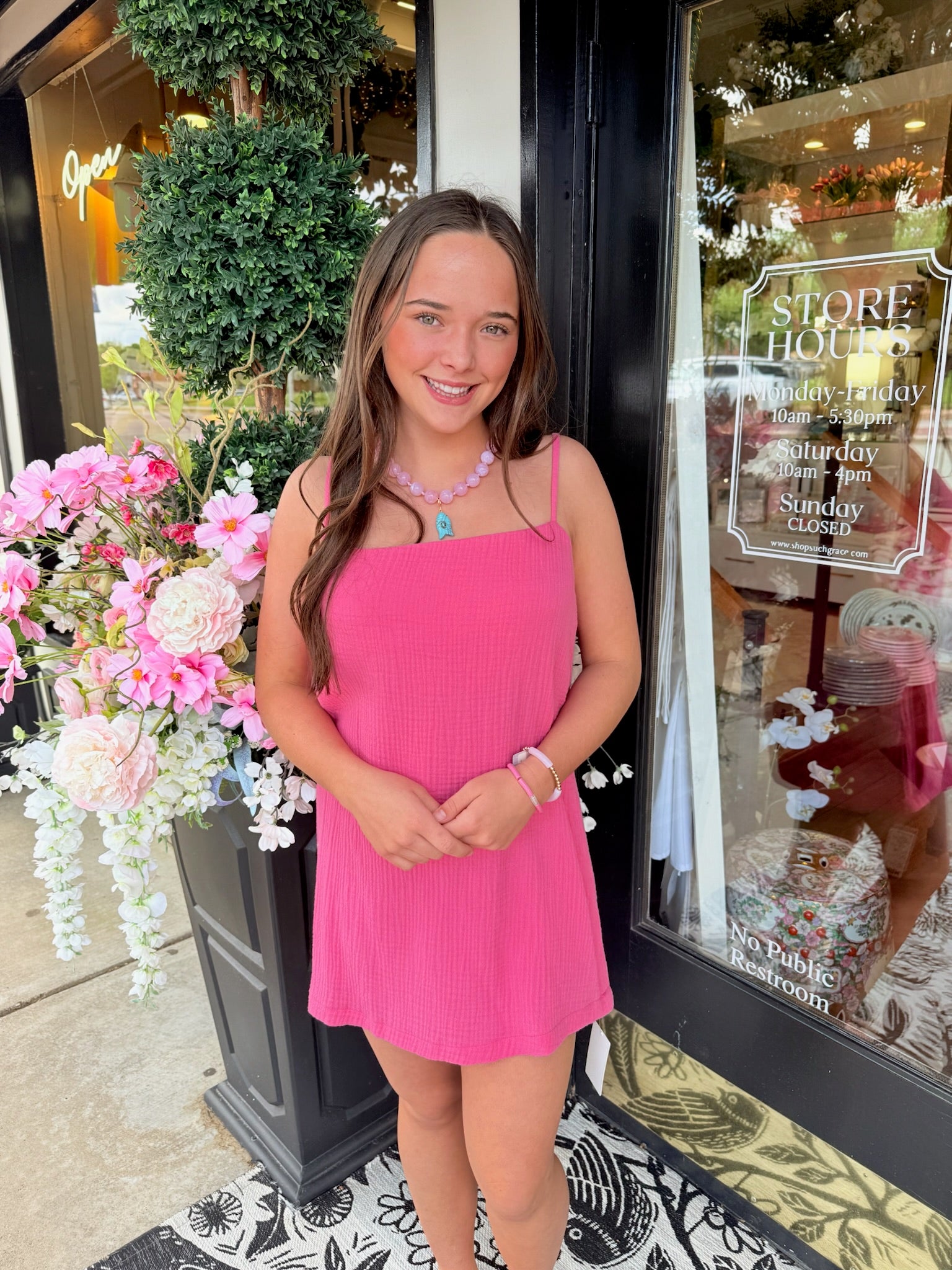 Fallon Mini Dress - Strawberry Pink Gauze | MUMU