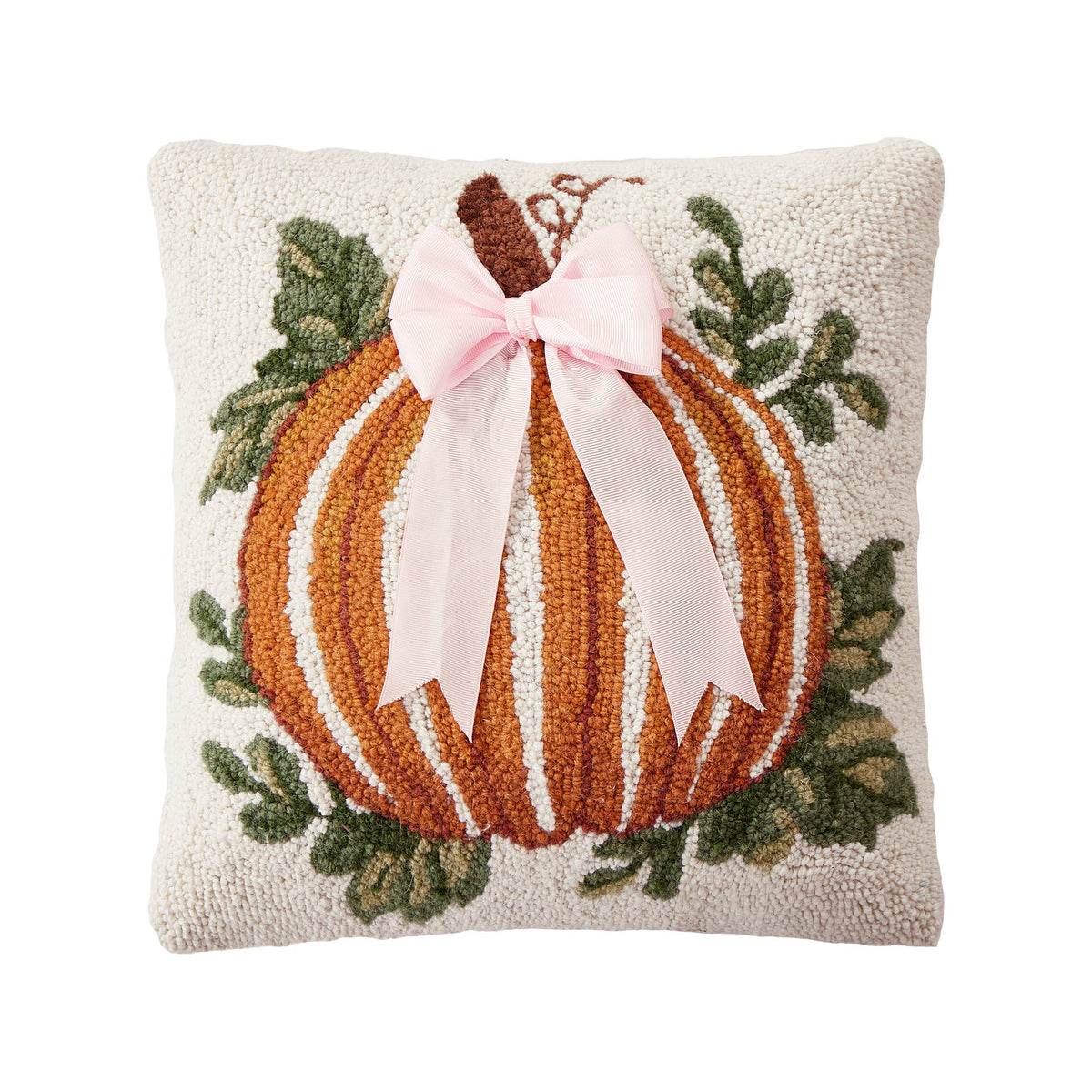 Stripe Pumpkin w/Bow Hook Pillow