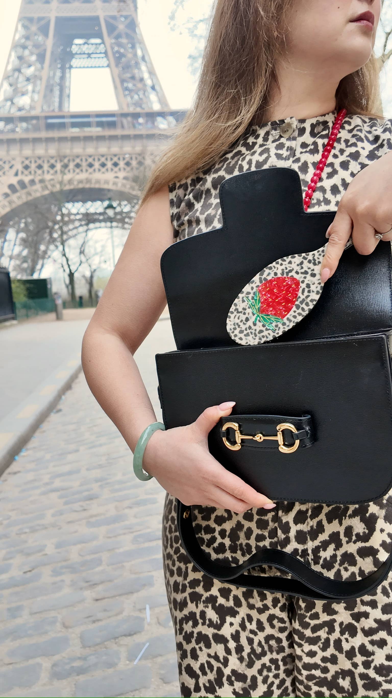 Hand-painted Strawberry Acetate Hair Brush