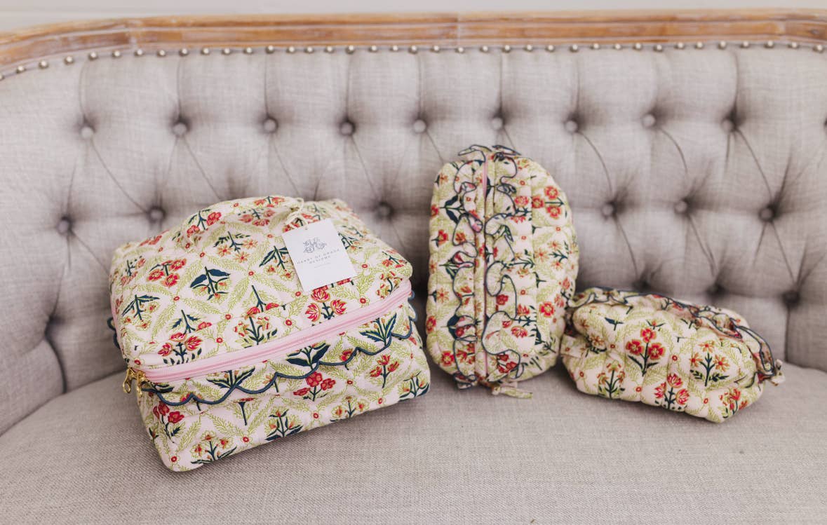 Meadow Luxe | Quilted Ruffle Cosmetic Bags
