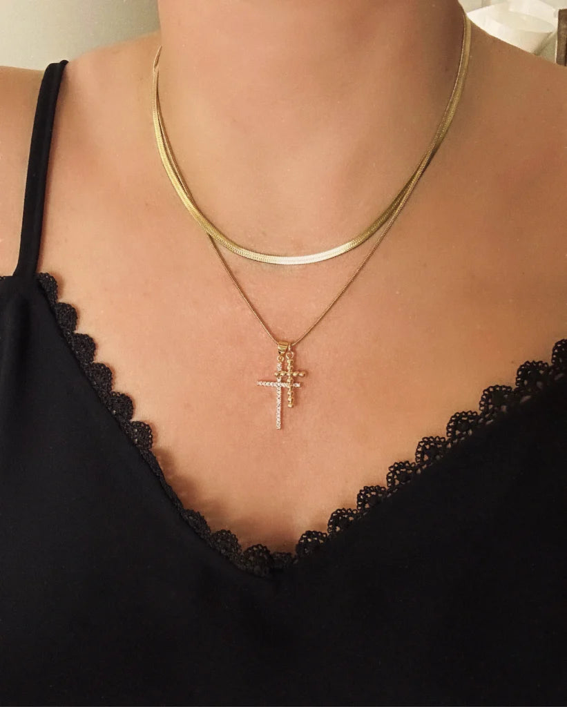 DOUBLE CROSSED 2 Layer Necklace | Farrah B