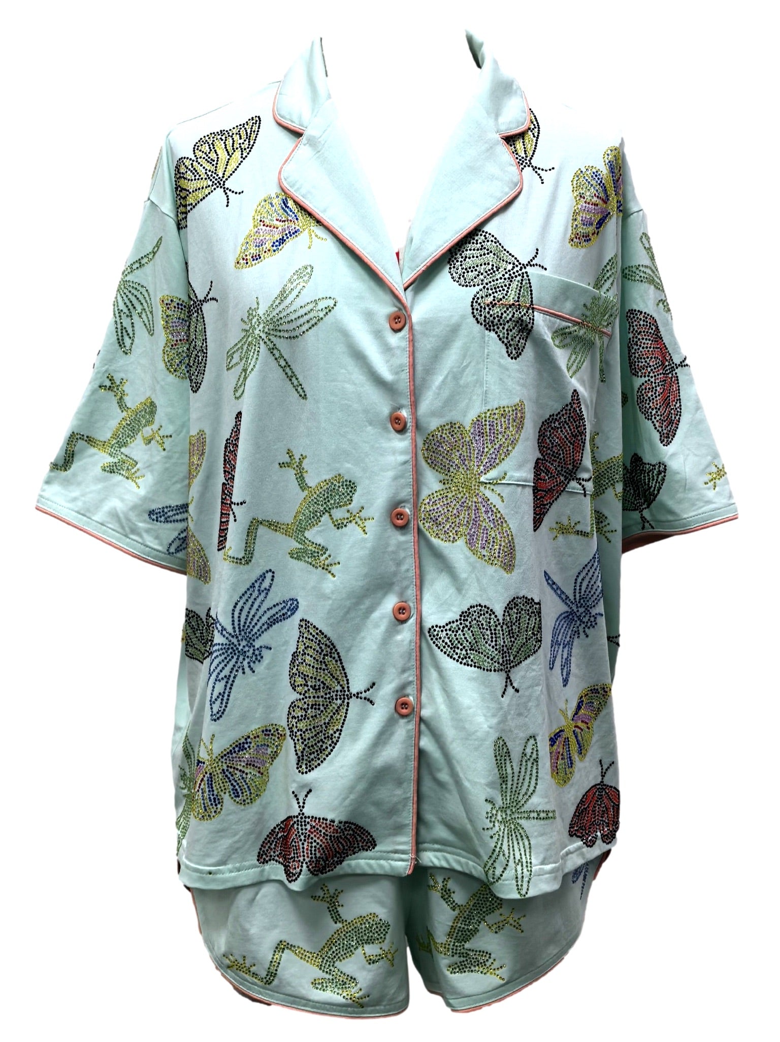 Light Blue Butterfly, Firefly & Frog PJ Set | Queen of Sparkles