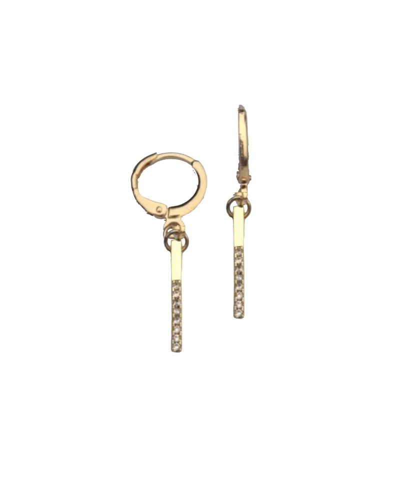 Farrah B Gold Bar Huggie Earrings
