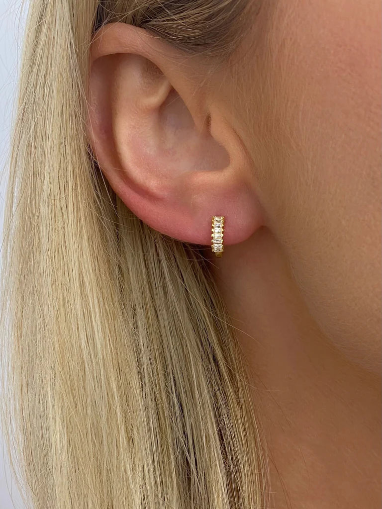 BAGUETTE Huggie Hoop Earrings | Farrah B