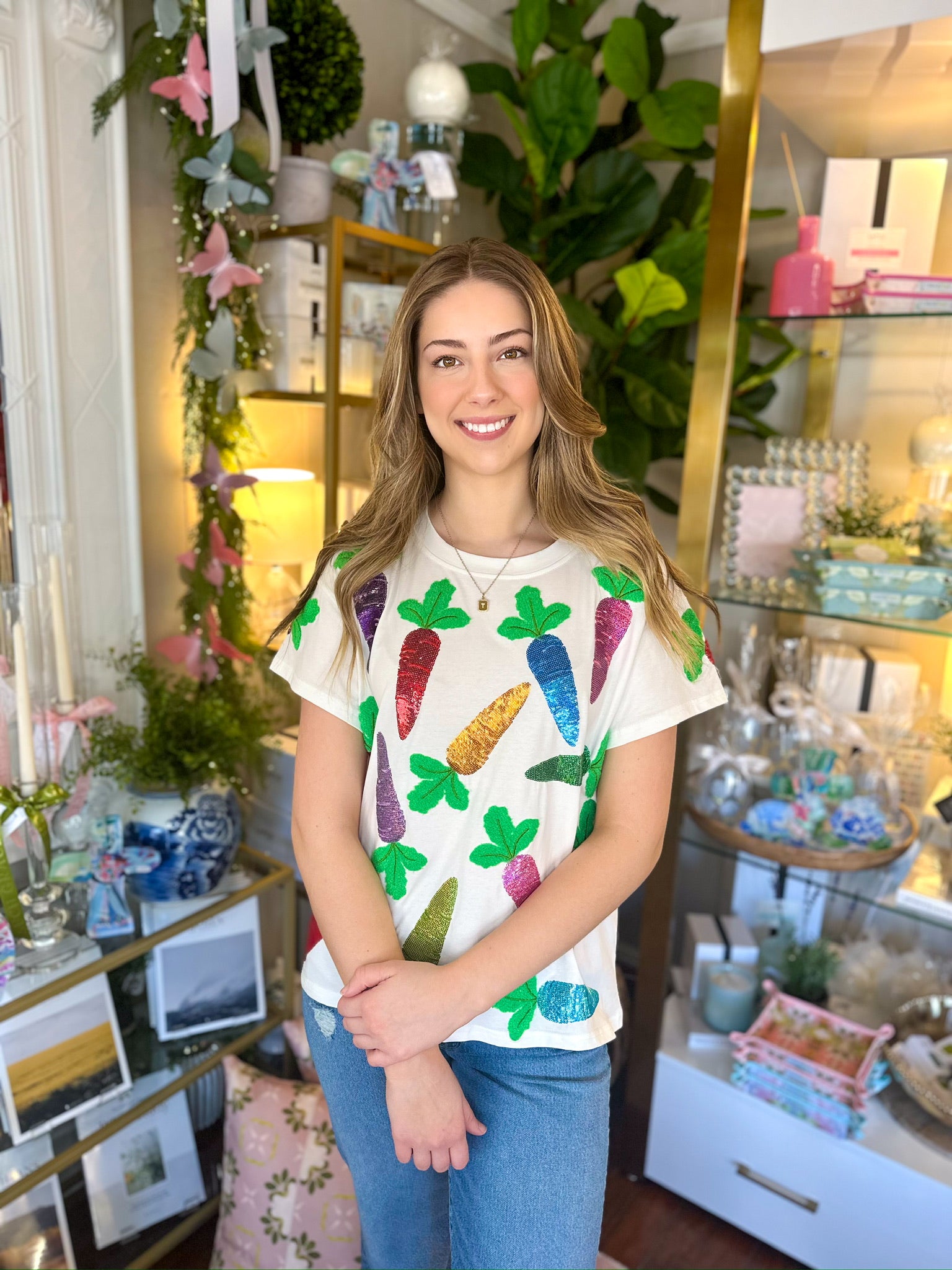 White Multi Carrot Tee | Queen of Sparkles