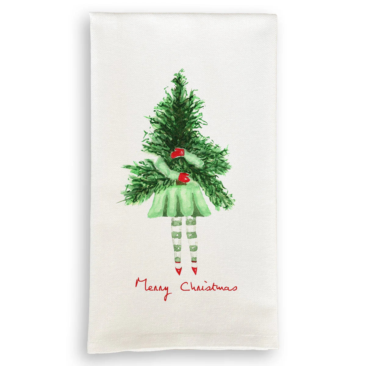Lady with Christmas Tree Tea Towel