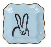 Bunny Portrait Plates with Hand-Painted Gold Rim | Hunt Slonem