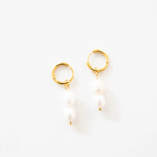 Double Pearl Huggies | Hoo Hoops