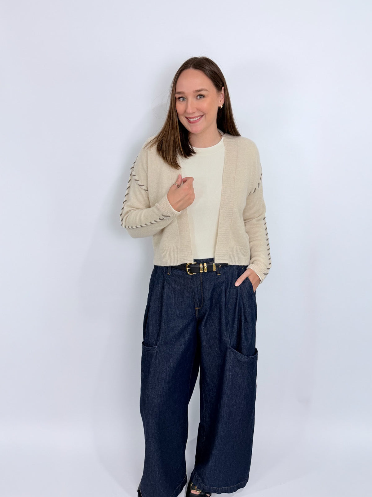 Sienna Cashmere Cardigan - Natural | Kerri Rosenthal