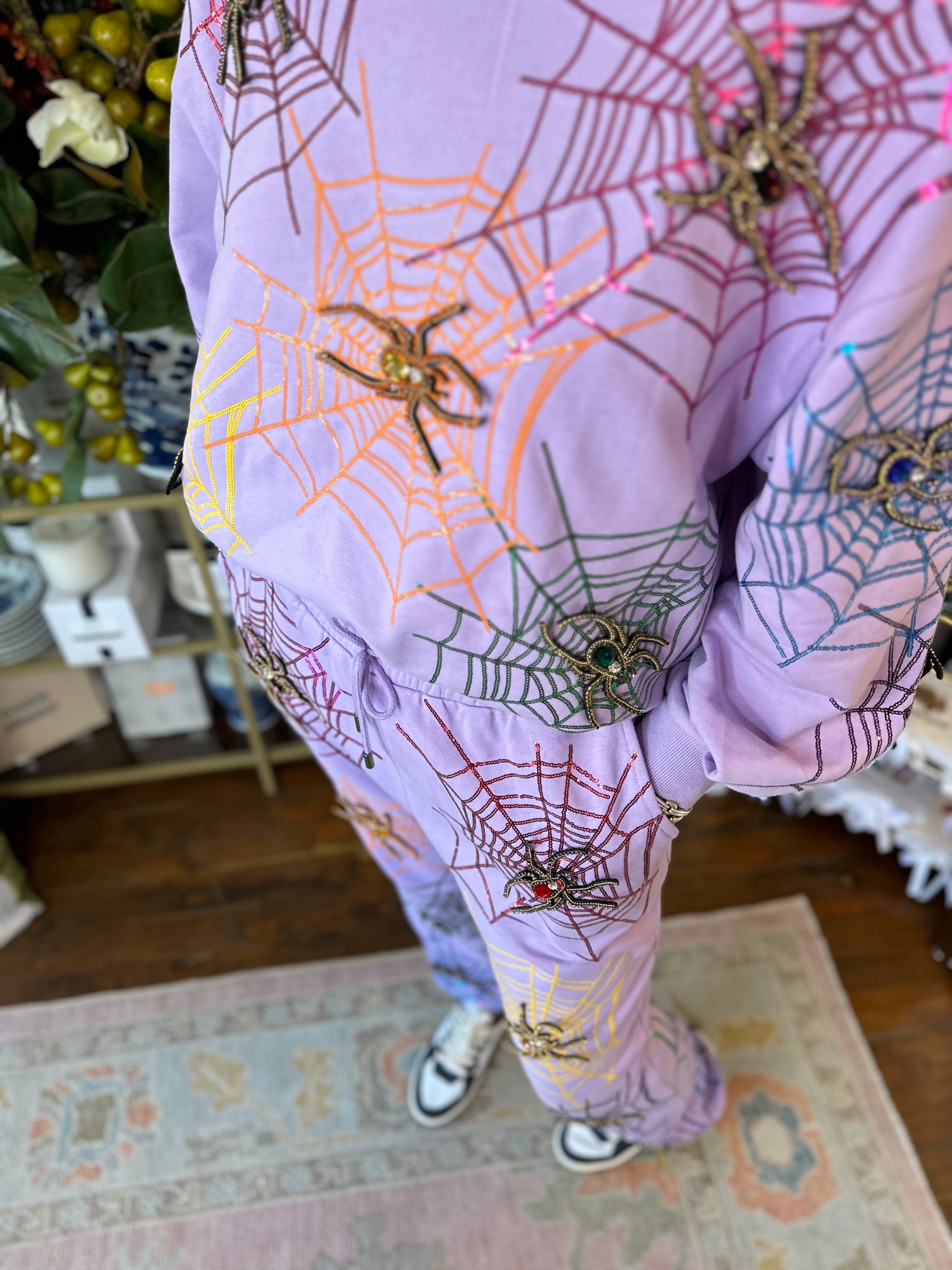 Lavender Spiderweb Joggers | Queen of Sparkles