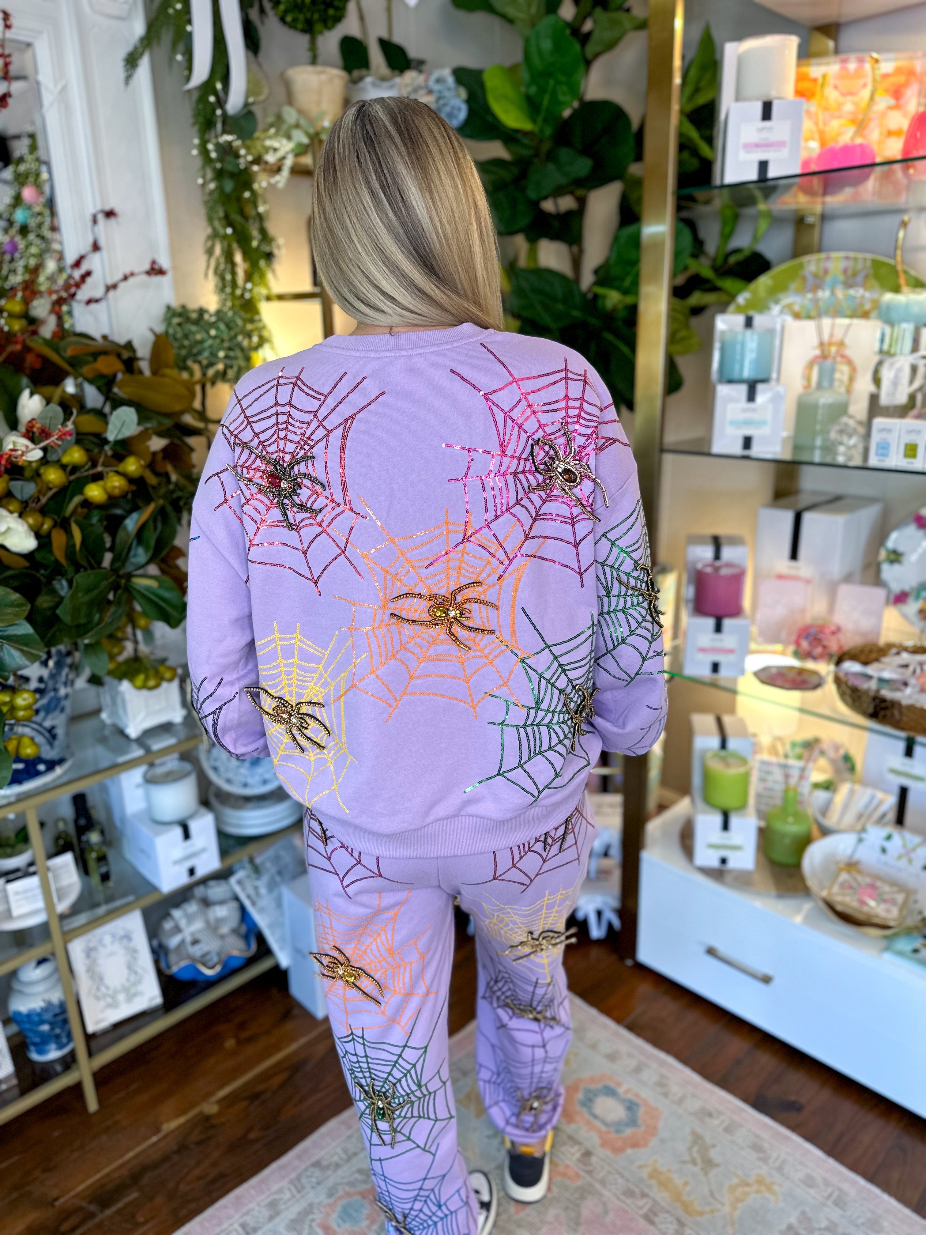 Lavender Spiderweb Sweatshirt | Queen of Sparkles
