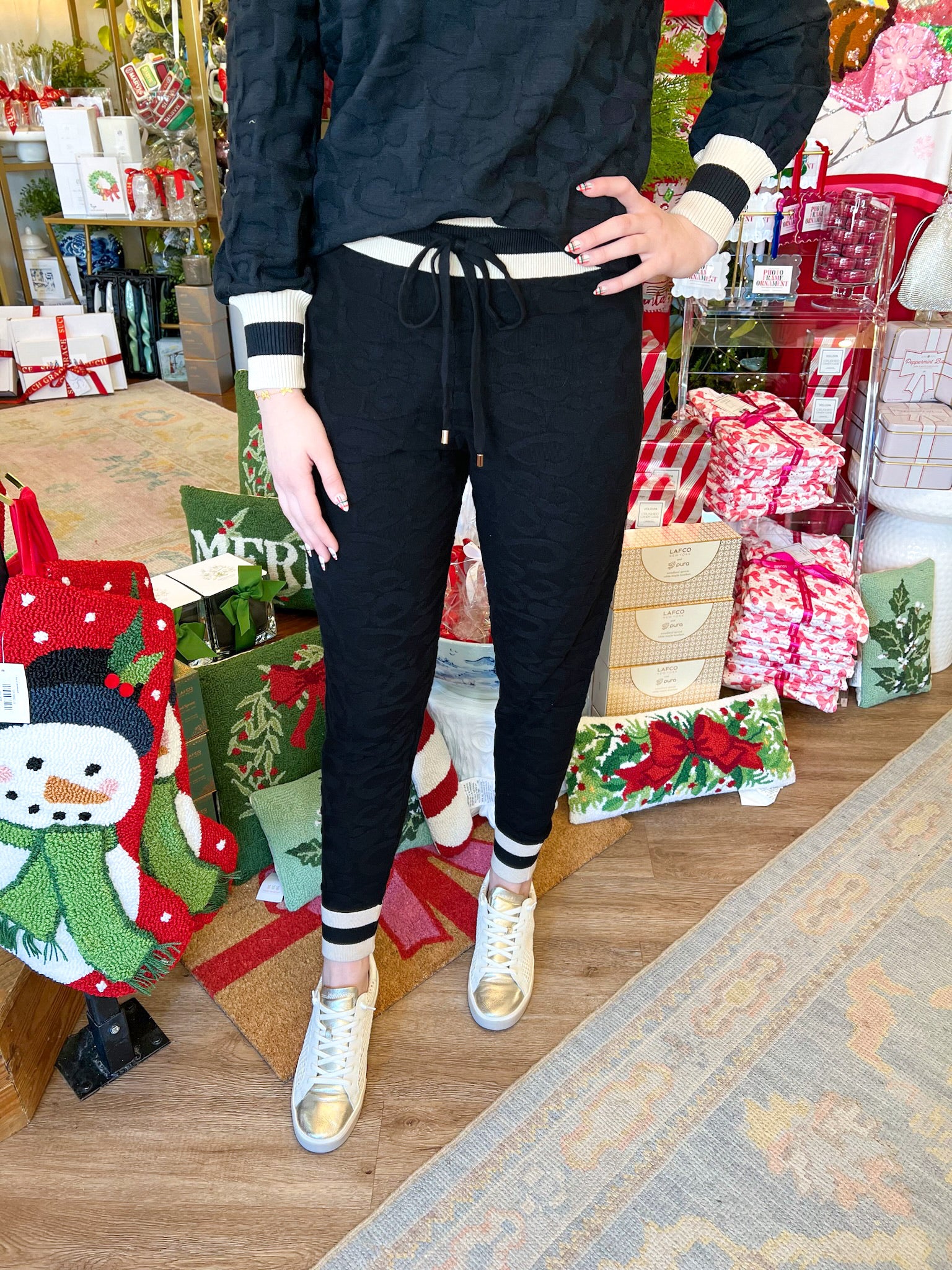 Downtown Jogger - Black Knit Cheetah | Emily McCarthy