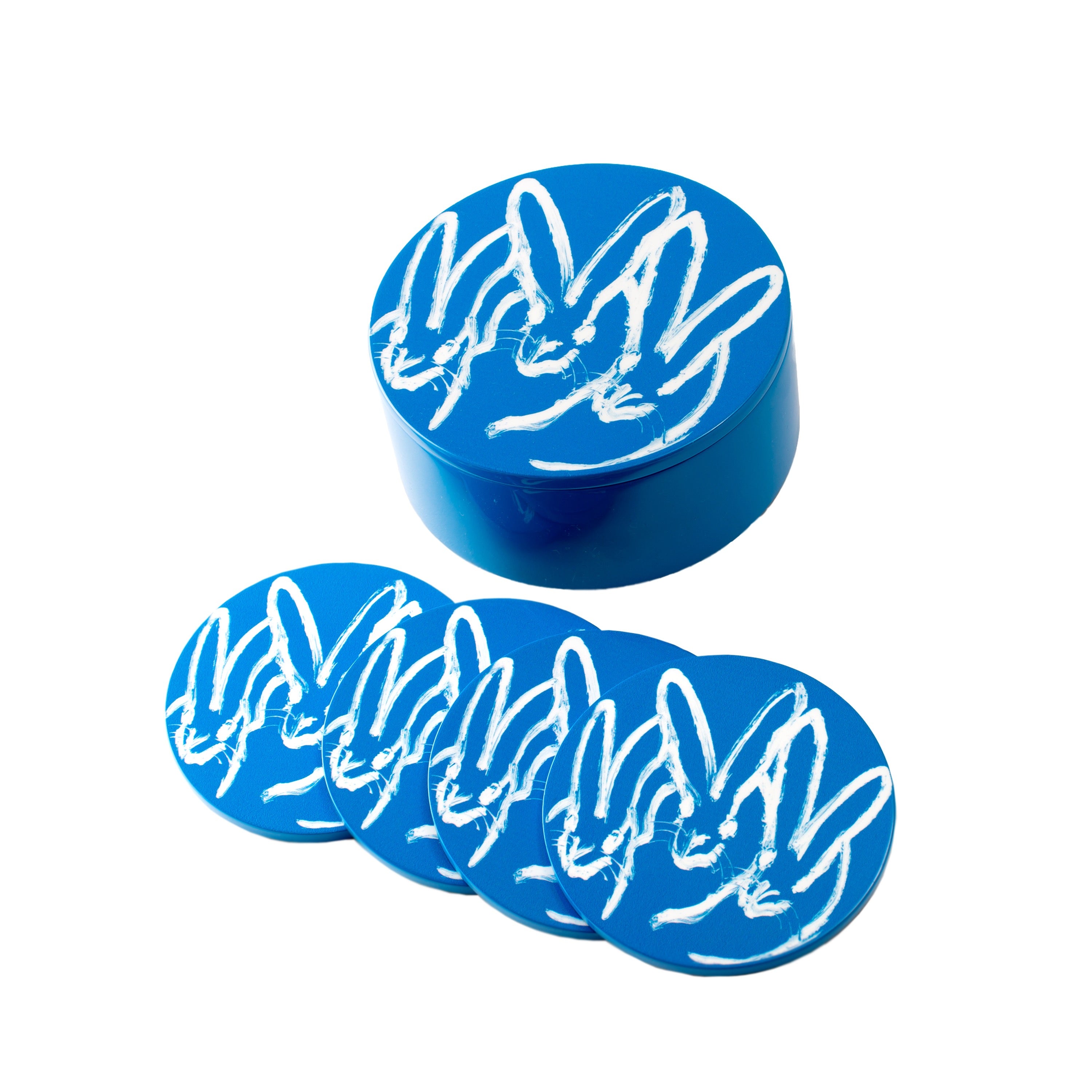Blue Bunny Coaster Box Set with 4 Coasters | Hunt Slonem