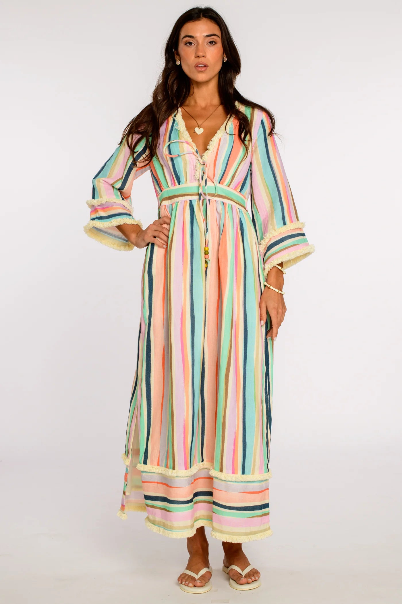 Astrid Caftan in Sherbet Stripe | Elizabeth James