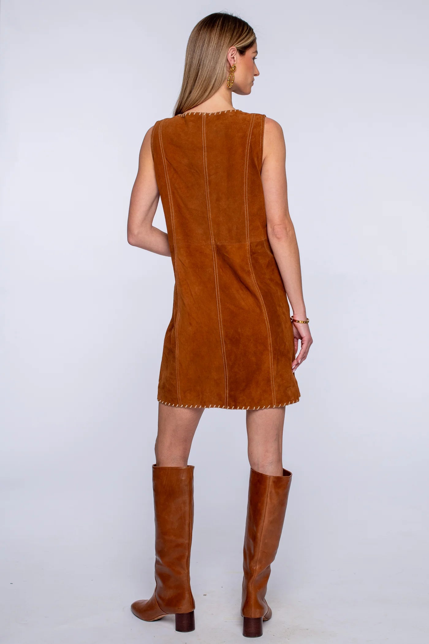 Rory Dress in Tan Suede | Elizabeth James
