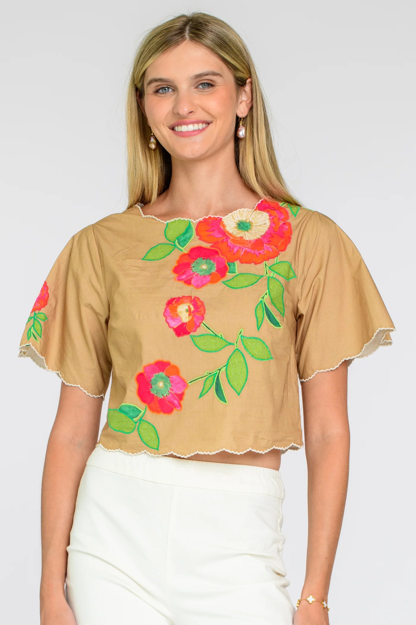 Paloma Top in Poppy Patch Iced Coffee | Elizabeth James