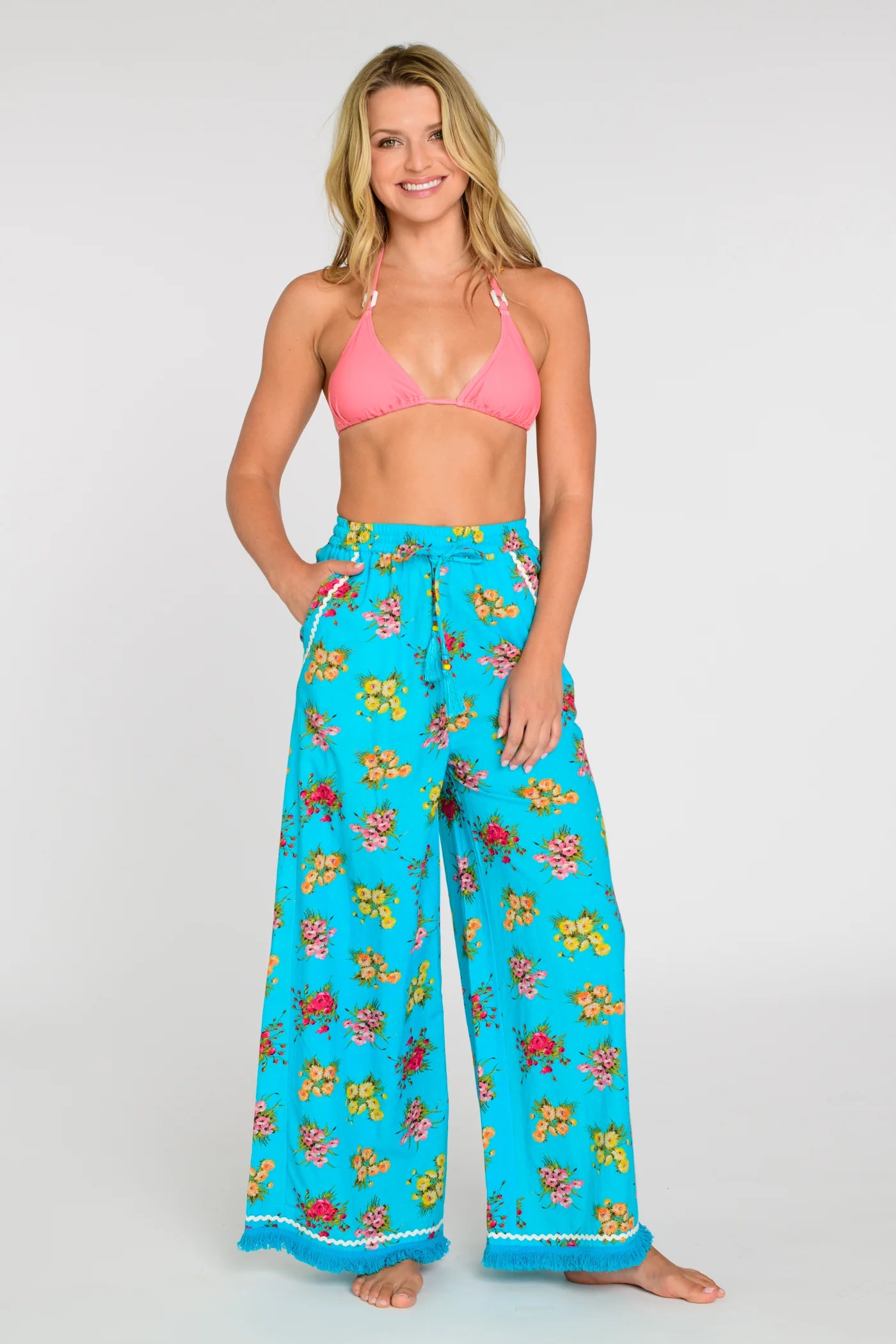 Presley Pants in Bouquet Toss Aqua | Elizabeth James