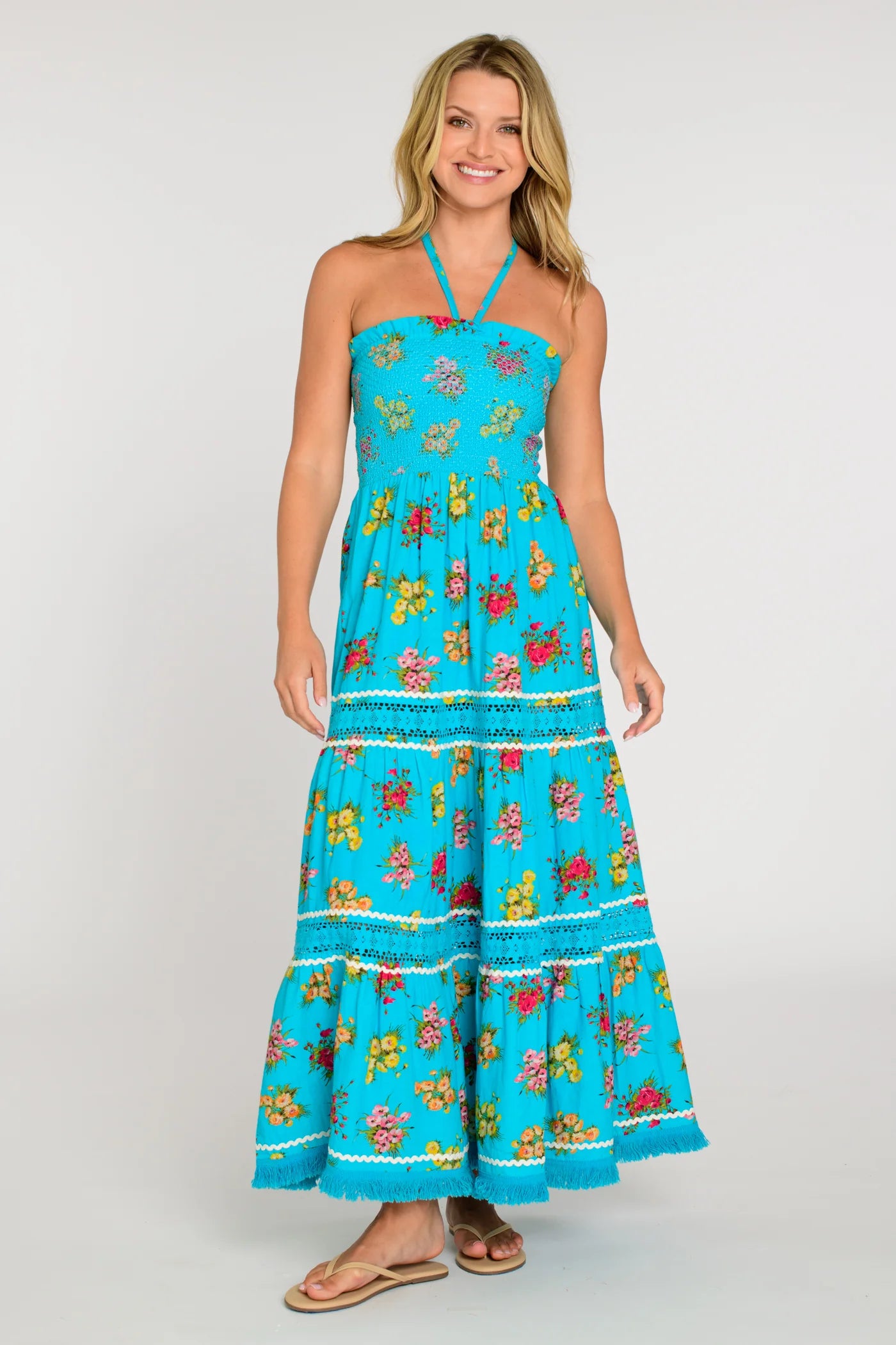 Cleo Convertible Dress in Bouquet Toss Aqua | Elizabeth James