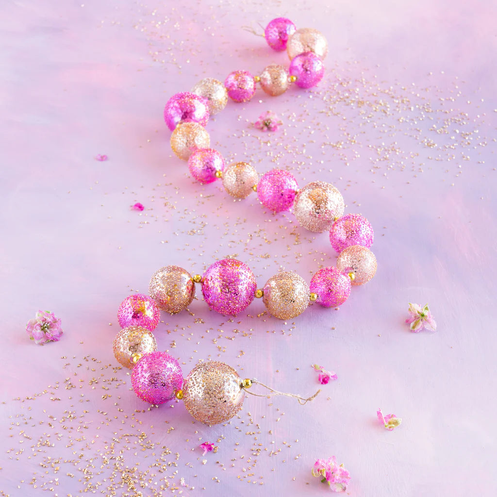 Pink Stubble Ball Garland (50") | Glitterville