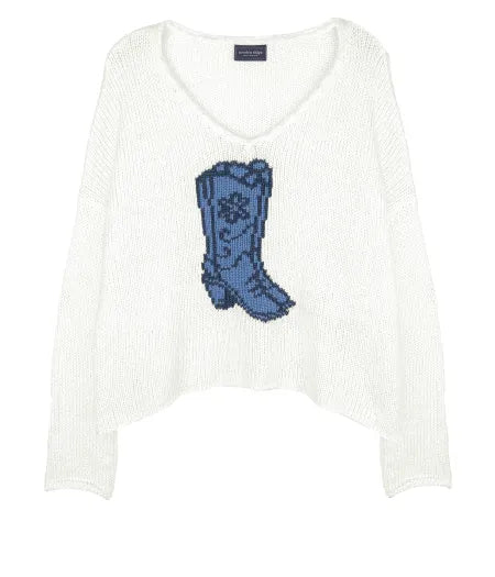 Boots V-Neck Chunky Sweater | Wooden Ships