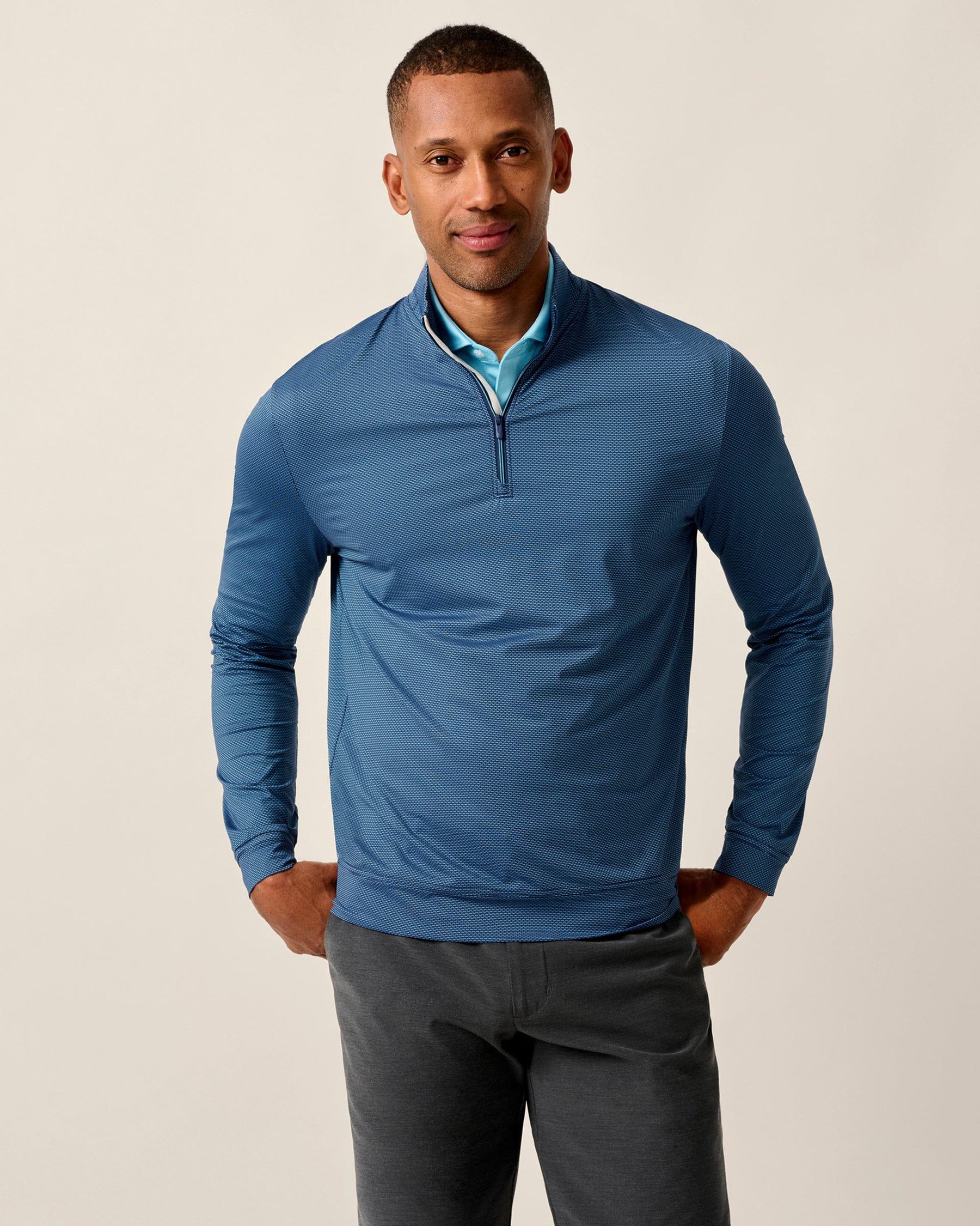 Jamie Jacquard Stretch 1/4-Zip Pullover - Navy Mahalo | Johnnie-O