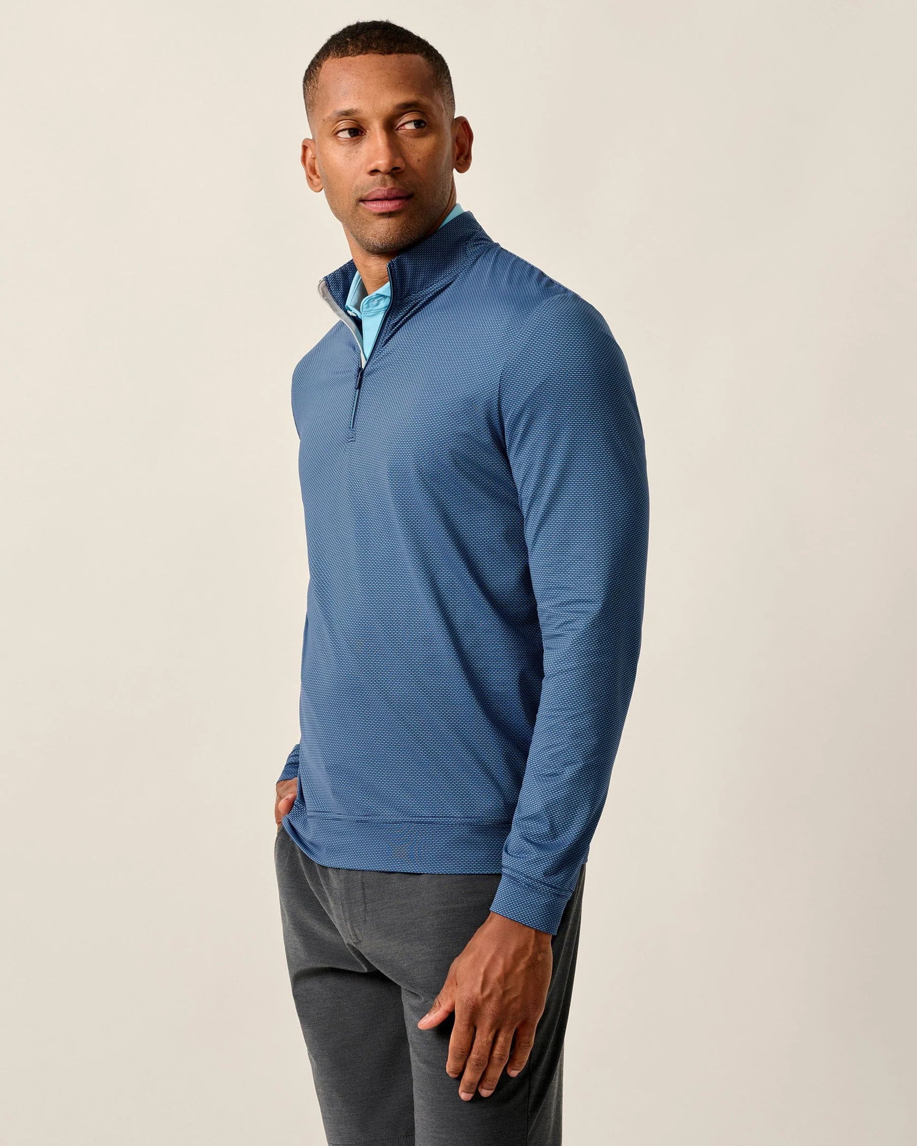 Jamie Jacquard Stretch 1/4-Zip Pullover - Navy Mahalo | Johnnie-O