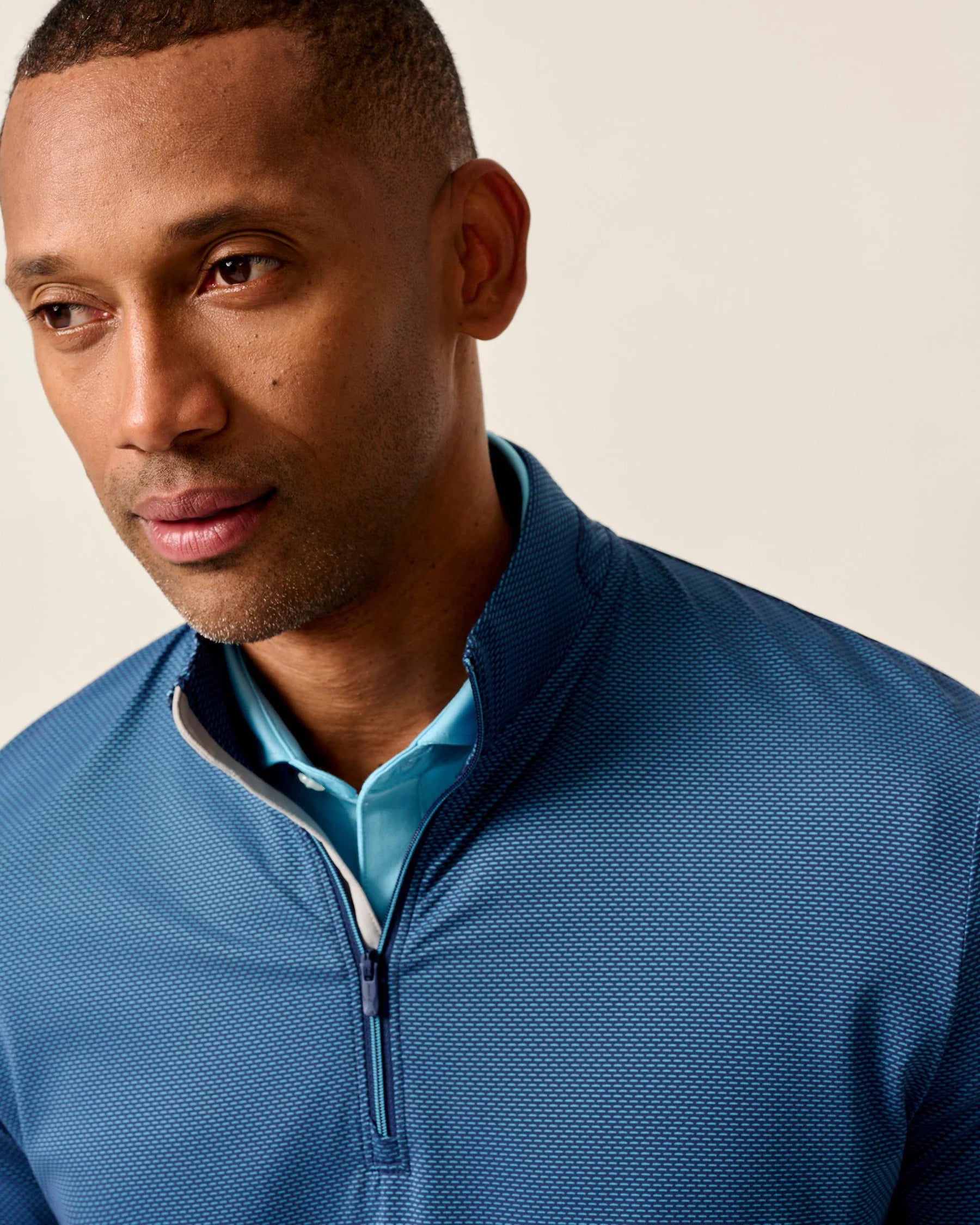 Jamie Jacquard Stretch 1/4-Zip Pullover - Navy Mahalo | Johnnie-O