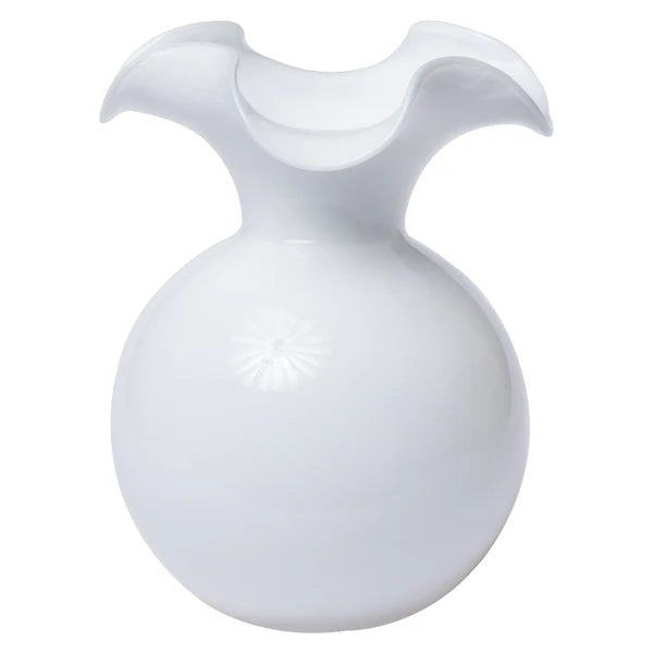 Hibiscus Glass White Large Fluted Vase | VIETRI