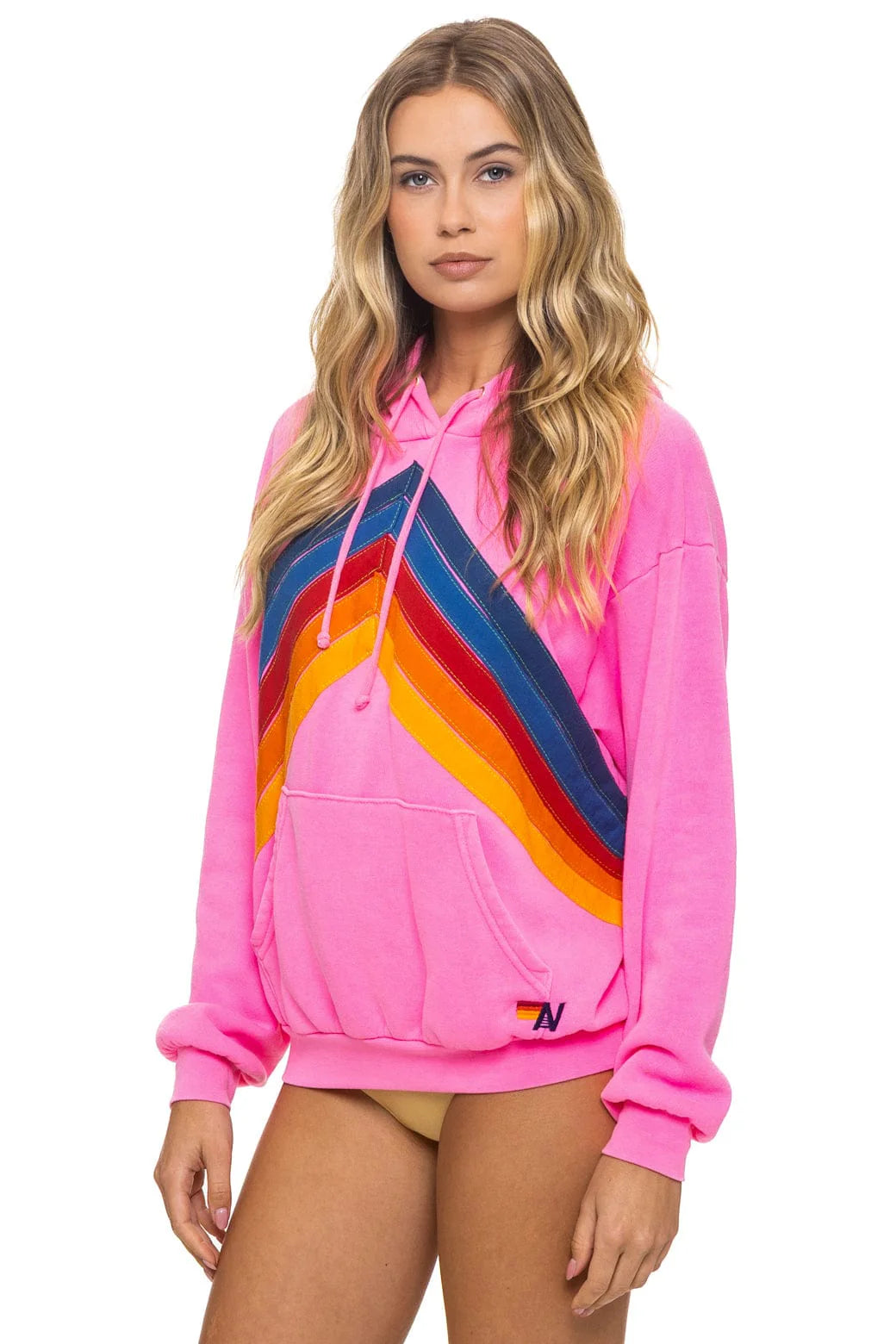 Mountain Stitch Chevron Pullover Hoodie Relaxed - Neon Pink | Aviator Nation