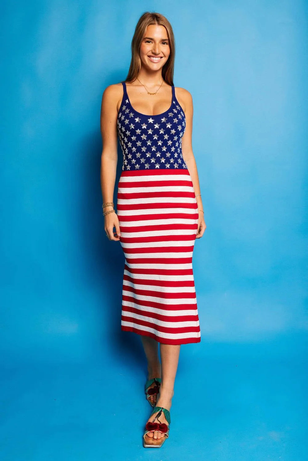 USA Flag Midi Dress | Queen of Sparkles