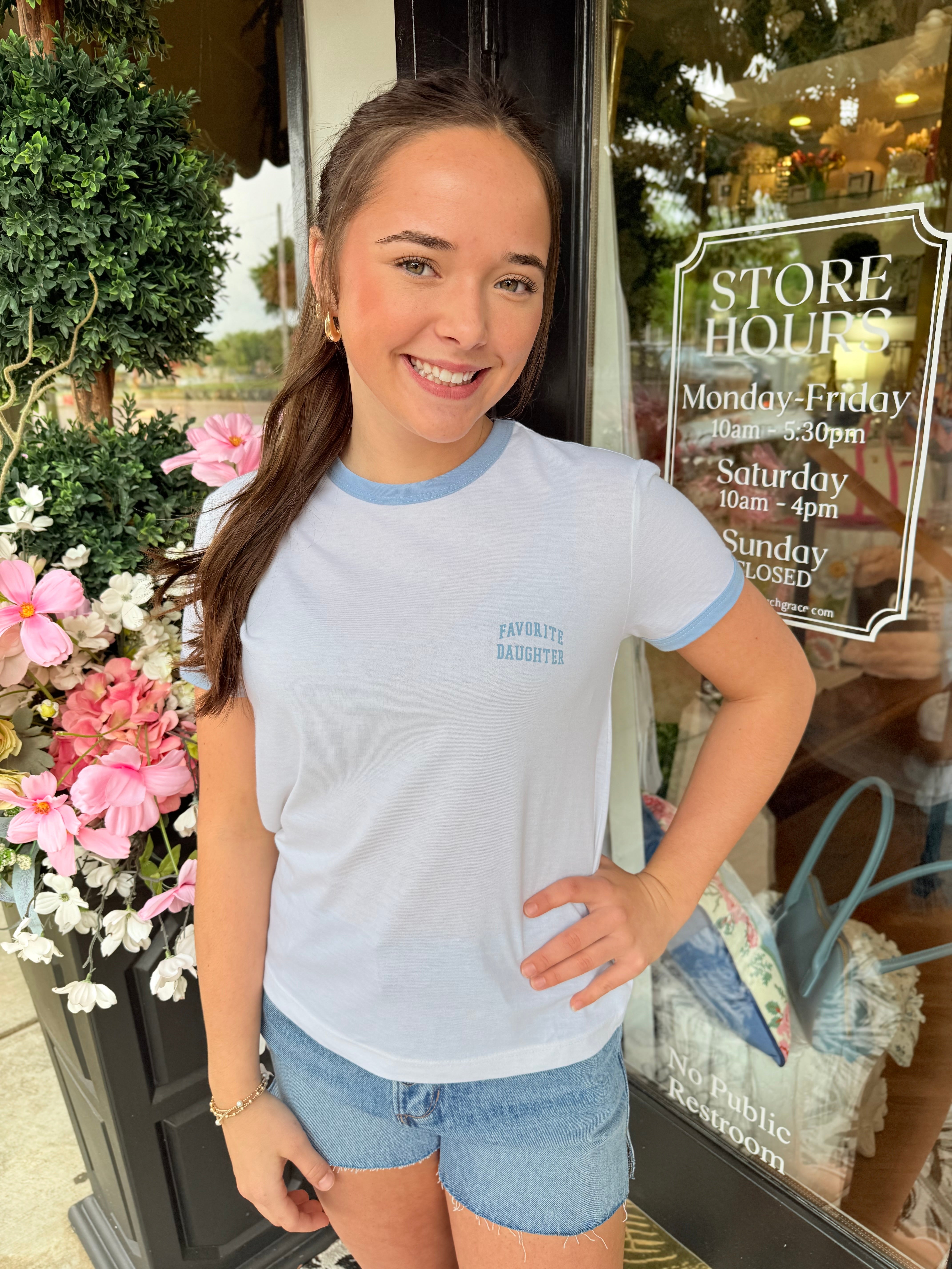 The Collegiate Chest Logo Ringer Tee | Favorite Daughter