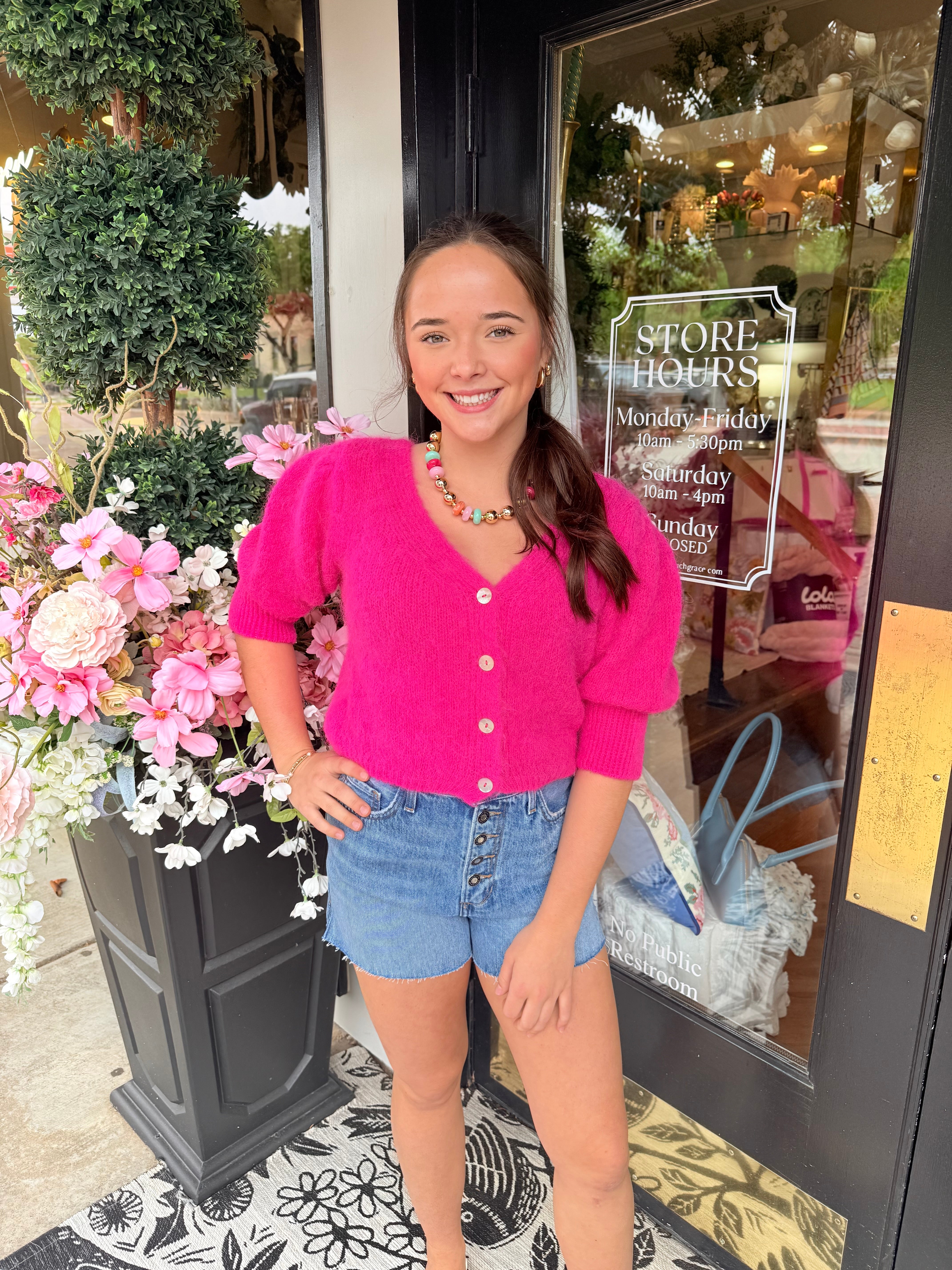 Manda Alpaca Cardigan - Neon Pink | AmericanDreams
