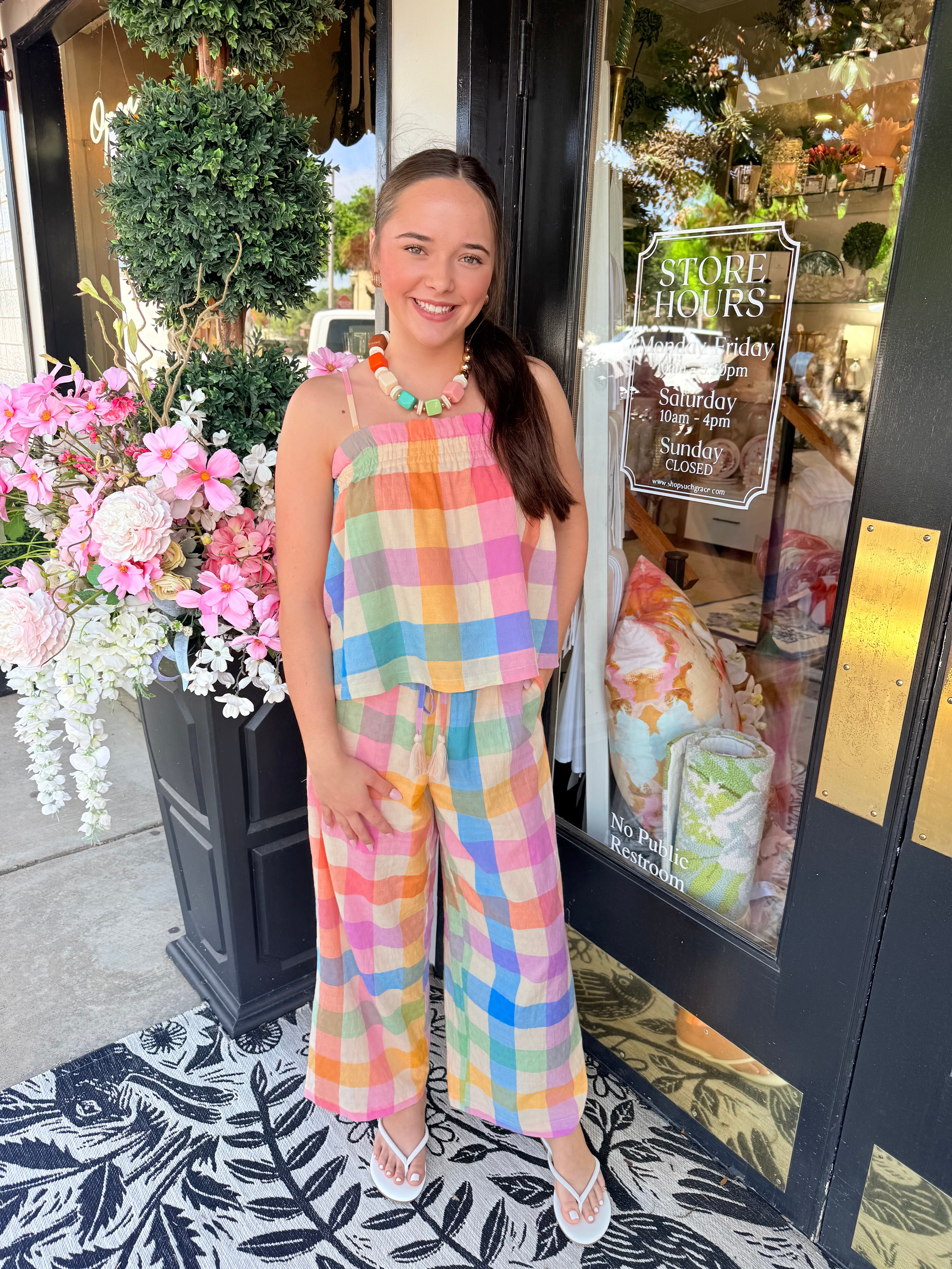 Rainbow Plaid Daphne Top | Sunshine Tienda
