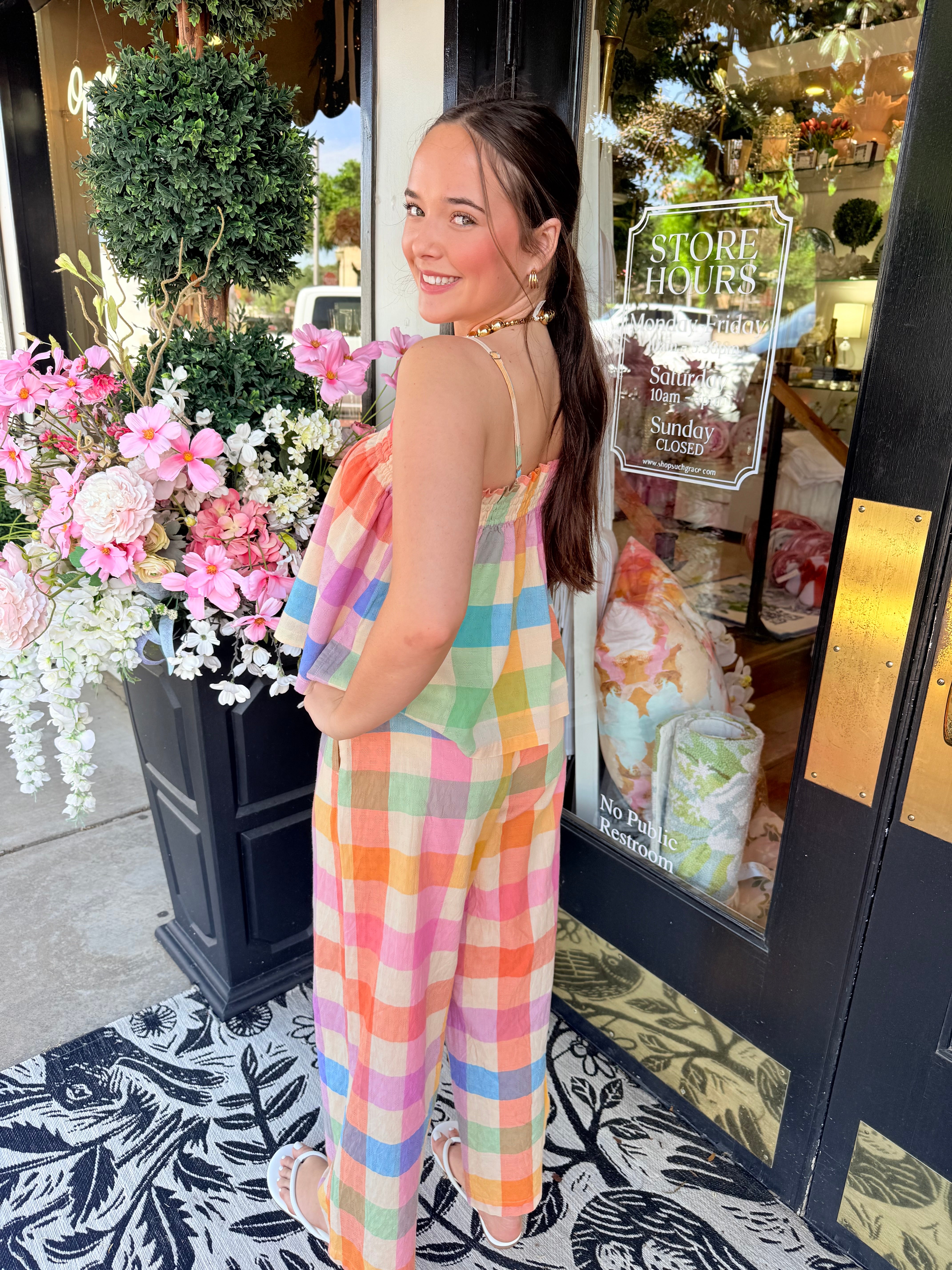 Rainbow Plaid Daphne Top | Sunshine Tienda