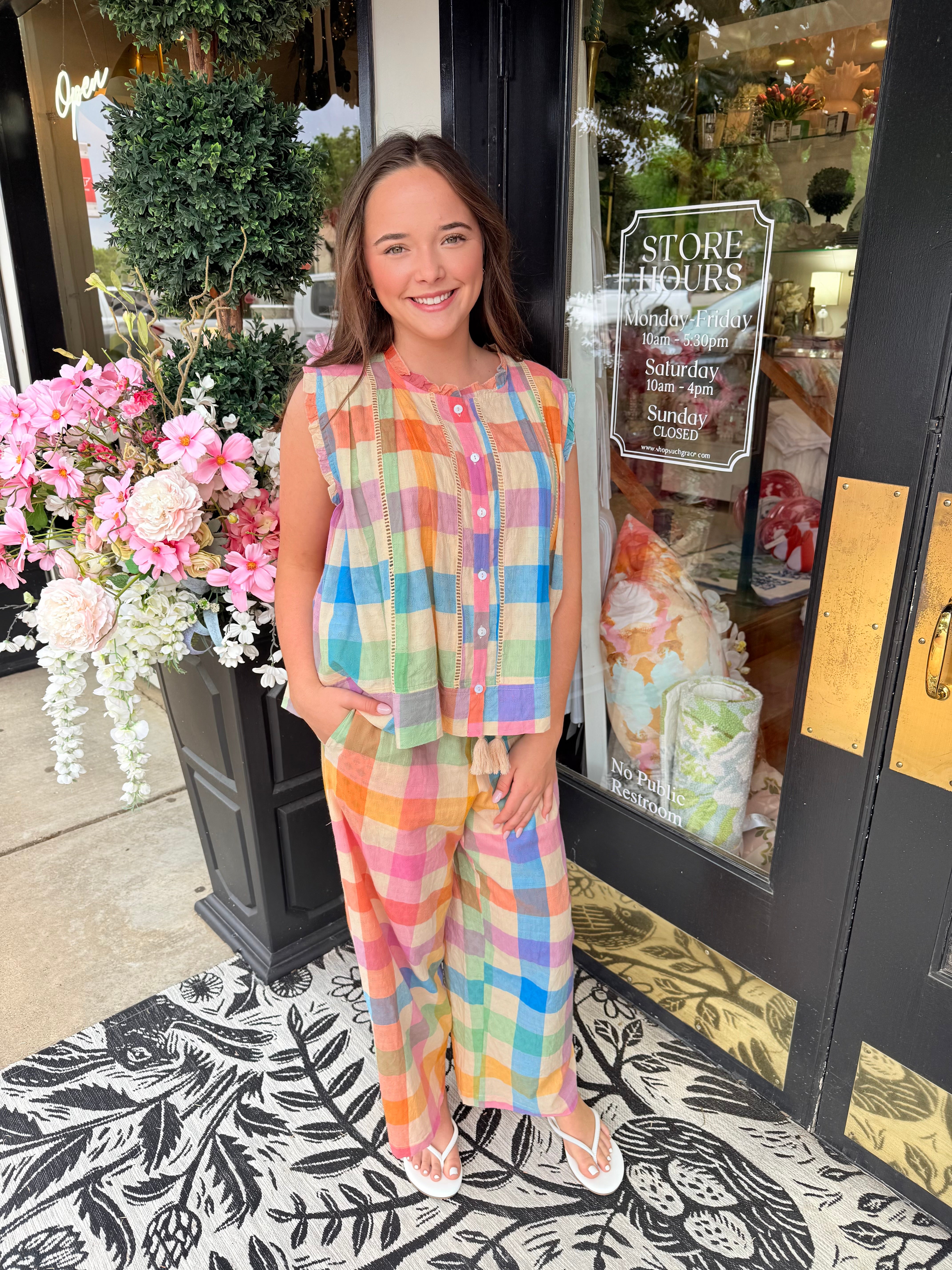 Rainbow Plaid Augustine Top | Sunshine Tienda