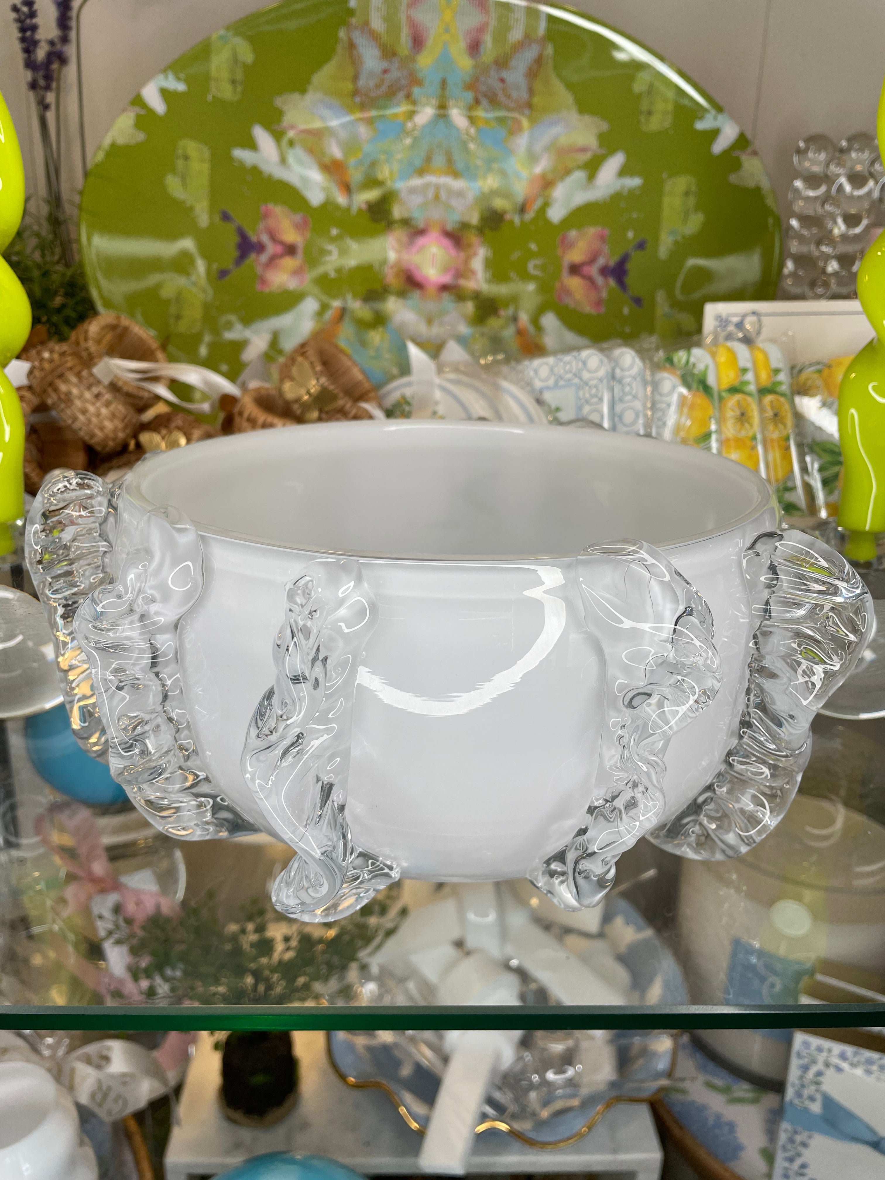 Glass Bowl (White) - Clear Molten