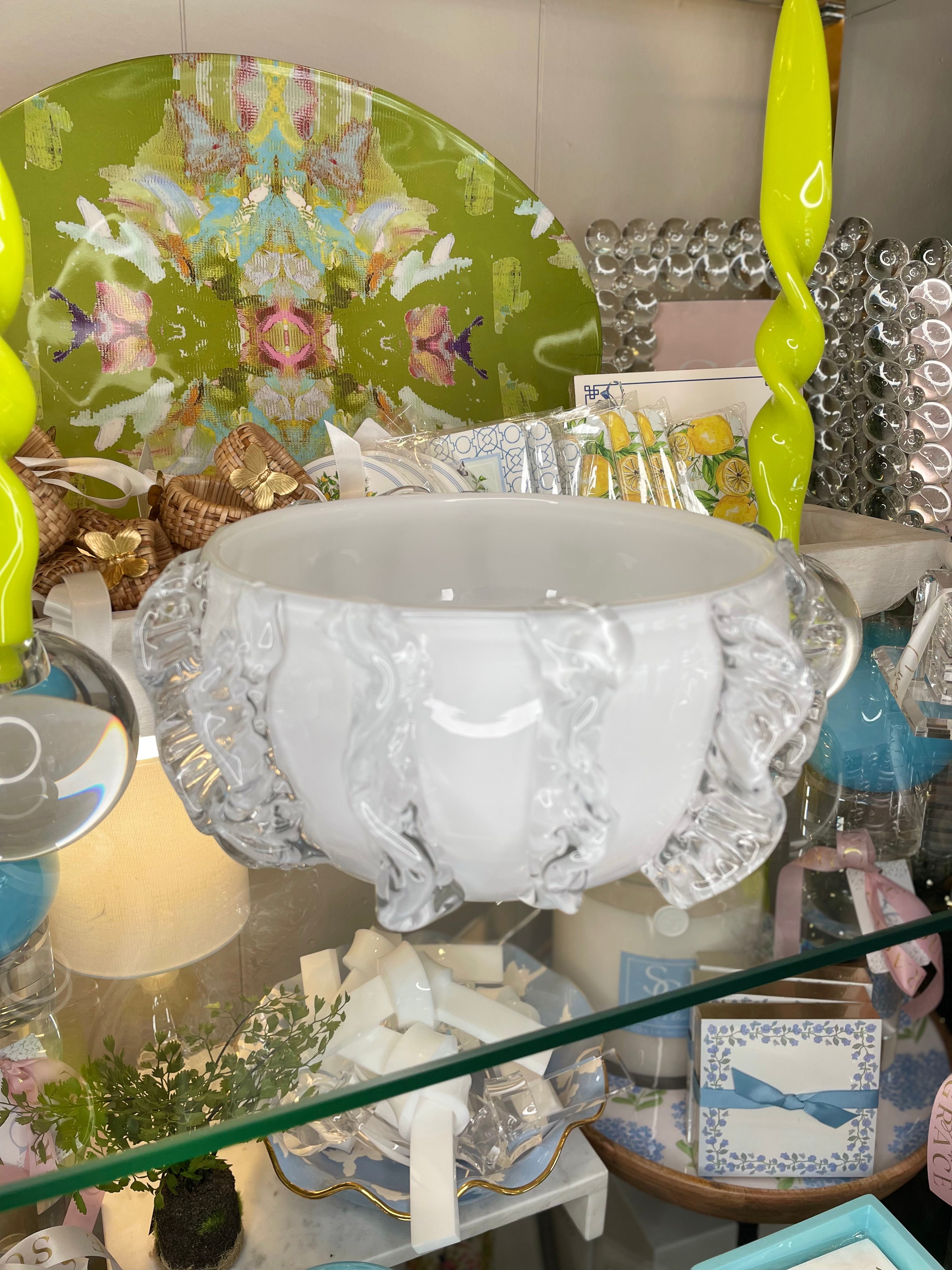 Glass Bowl (White) - Clear Molten