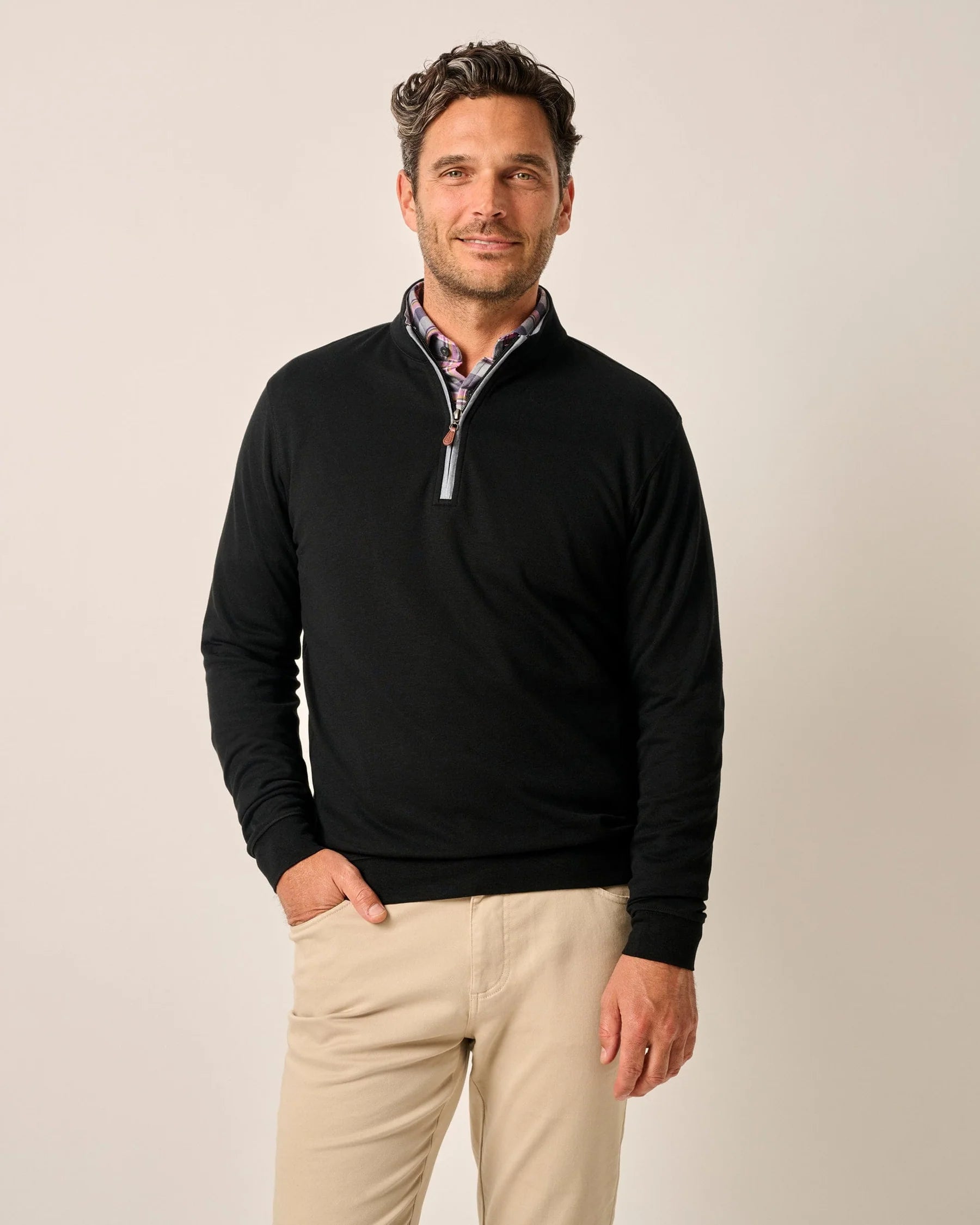 Sully 1/4 Zip Pullover - Black | Johnnie-O