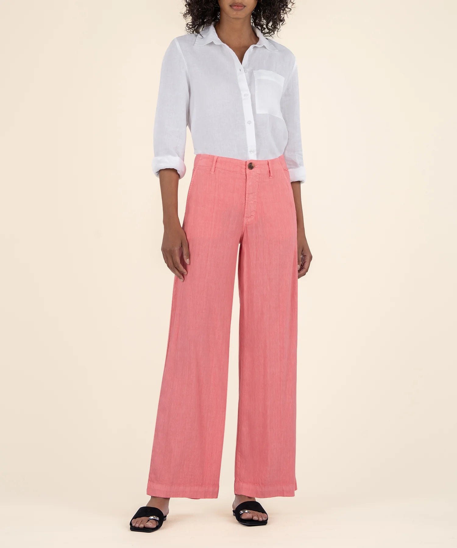 Meg Linen Wide Leg - Salmon | KUT