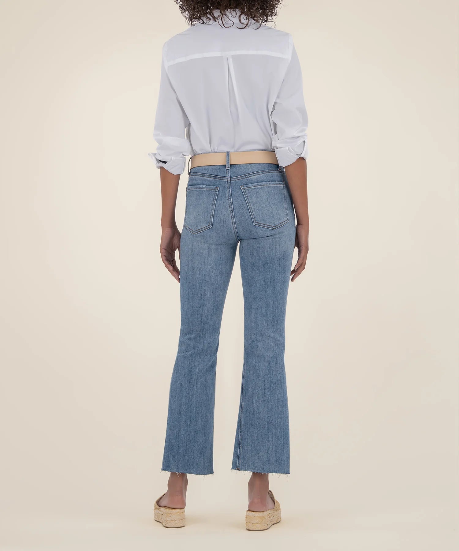 Kelsey High Rise Ankle Flare-Acceptance Wash | KUT