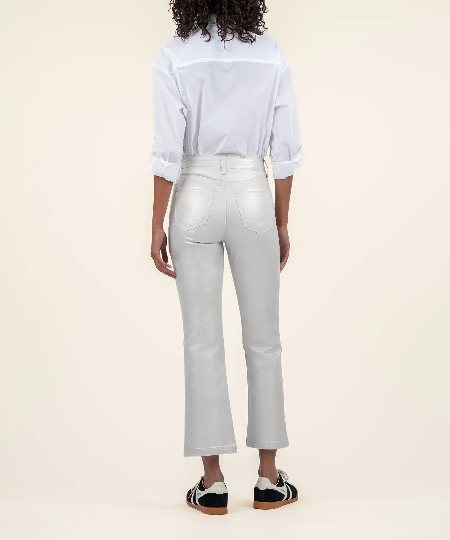 Kelsey Coated High Rise Ankle Flare - Lt Silver | KUT