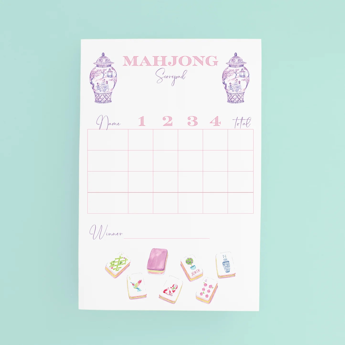 Mahjong Scorecard Pad | Taylor Paladino