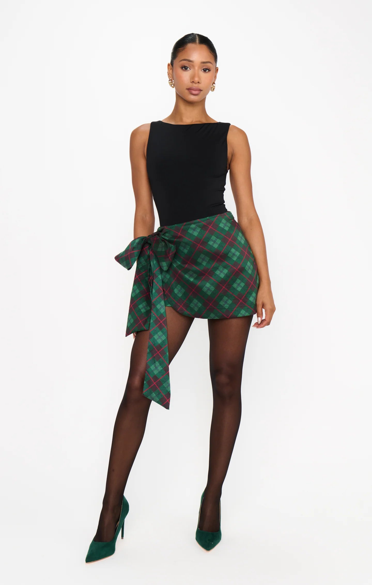Iva Bow Skirt - Mistletoe Plaid | Show Me Your Mumu