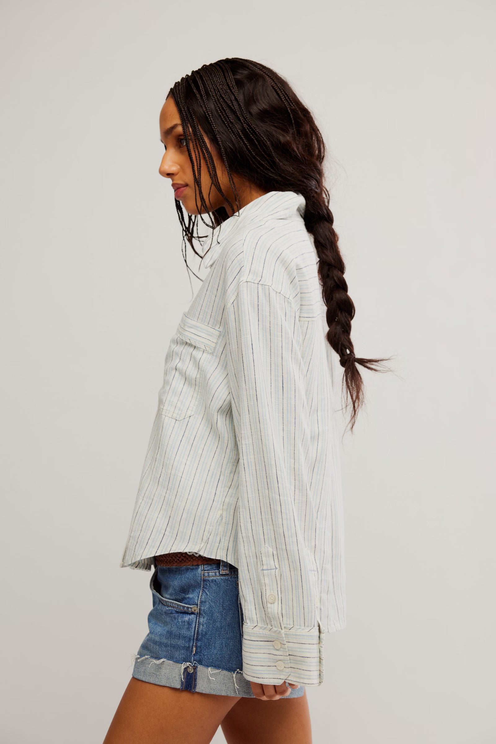 Striped Laurel Linen Button Down Top | Free People