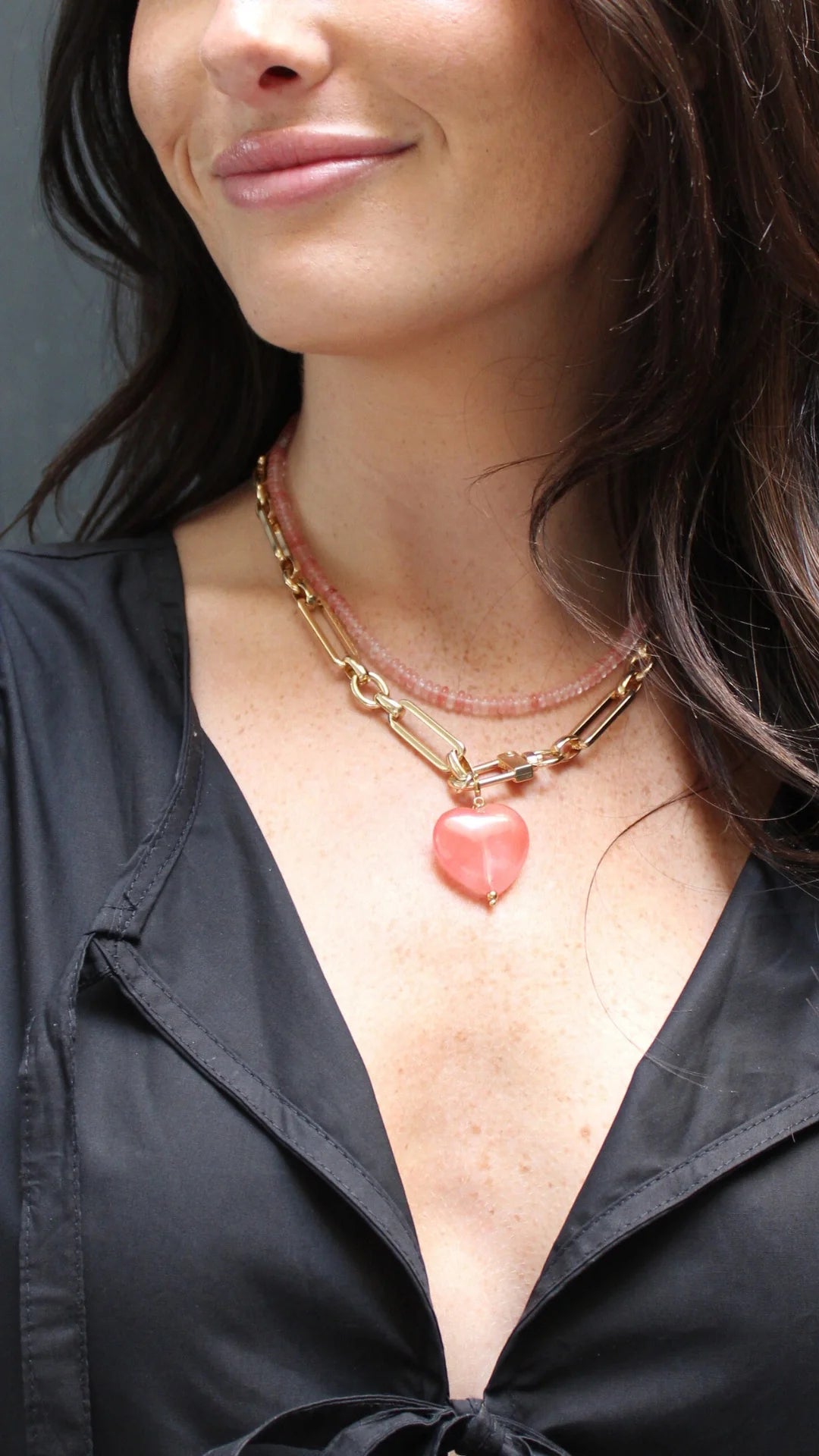 Marble Heart Charm Necklace