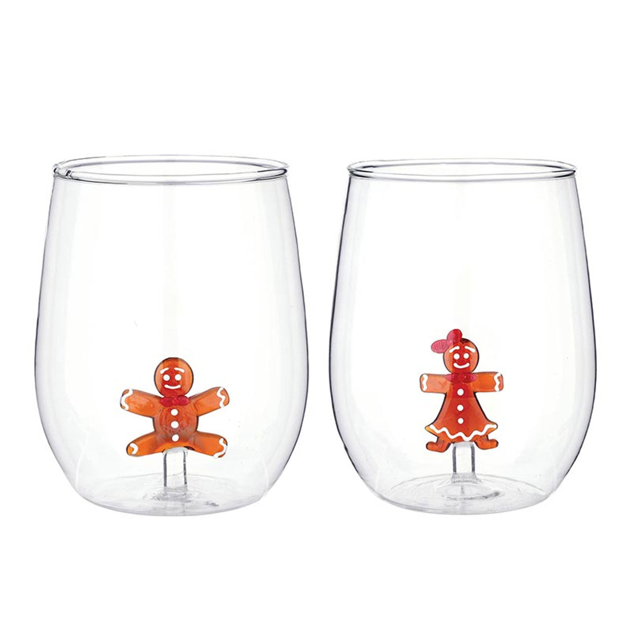 Gingerbread Figurine Stemless Wine Glass