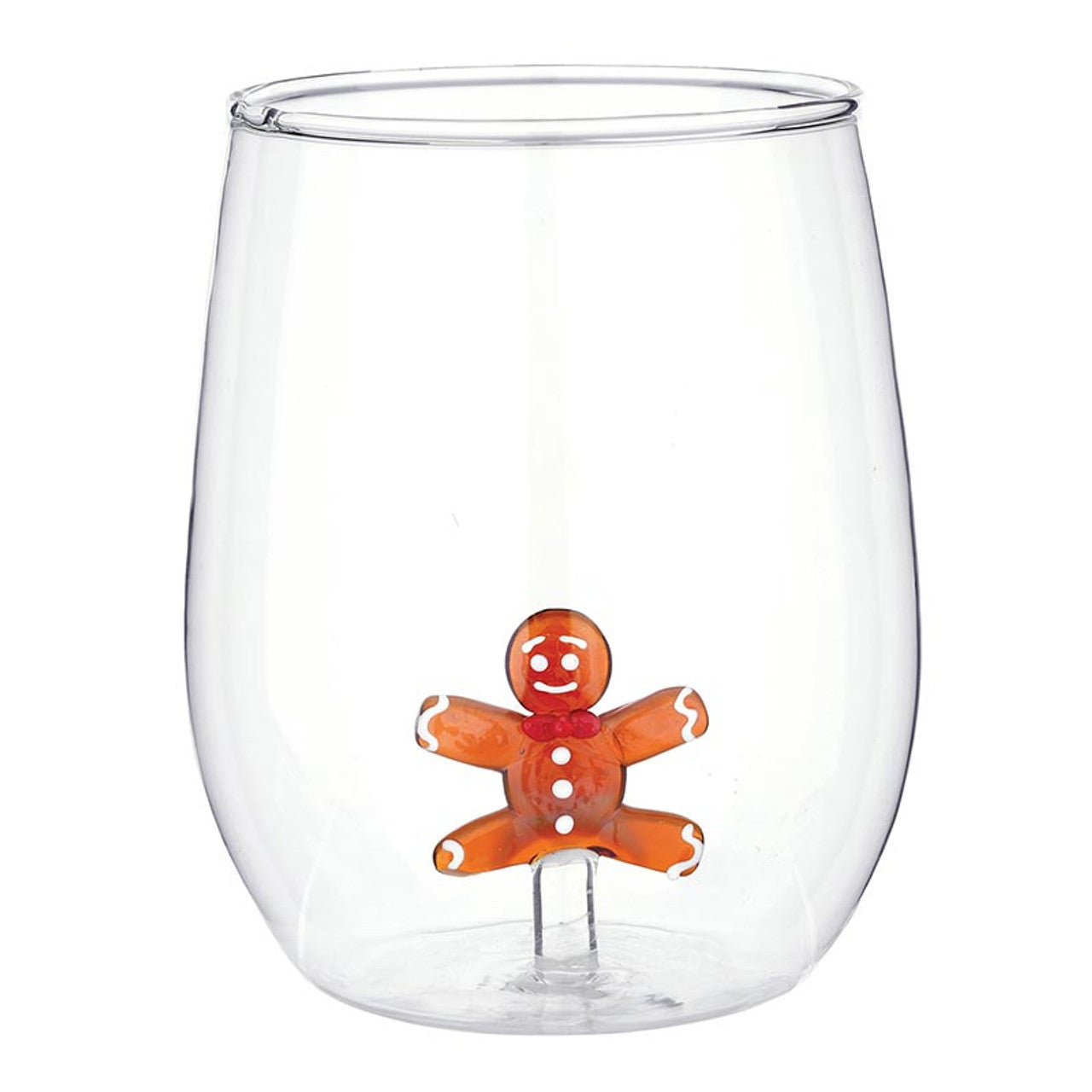 Gingerbread Figurine Stemless Wine Glass